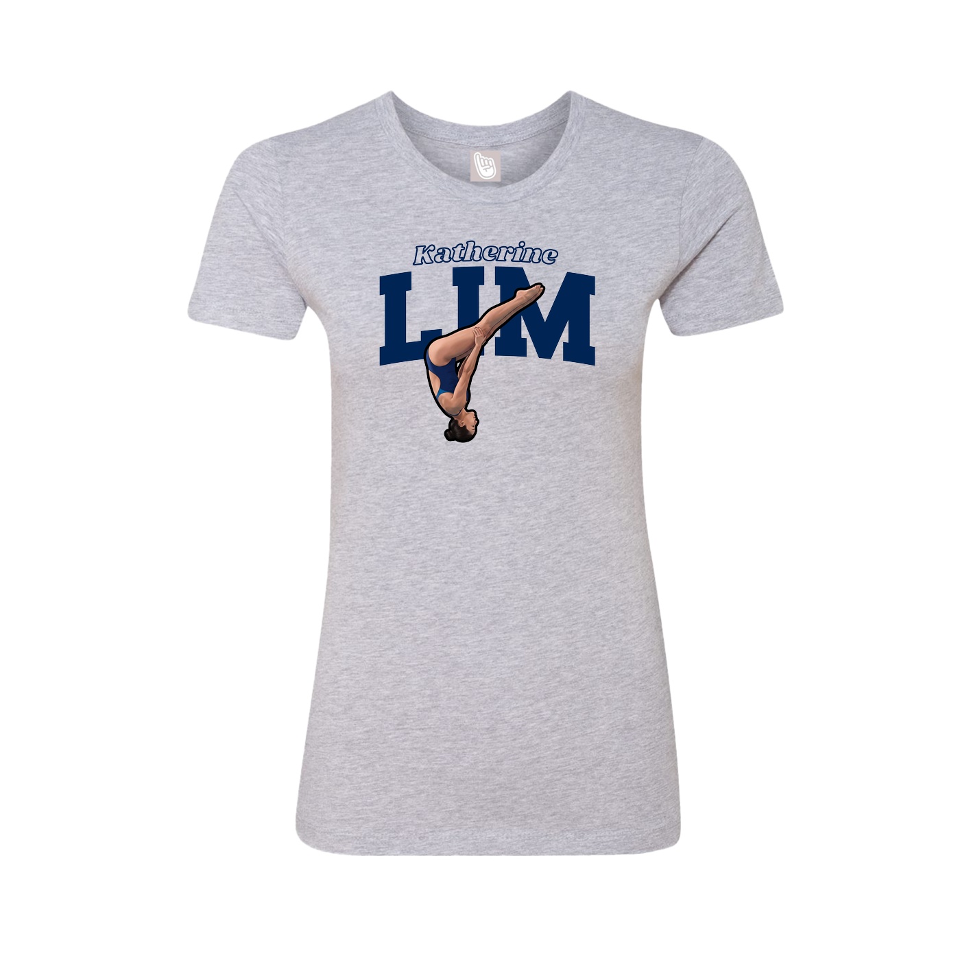 Fitted Women's Tee — Name Arch in Grey