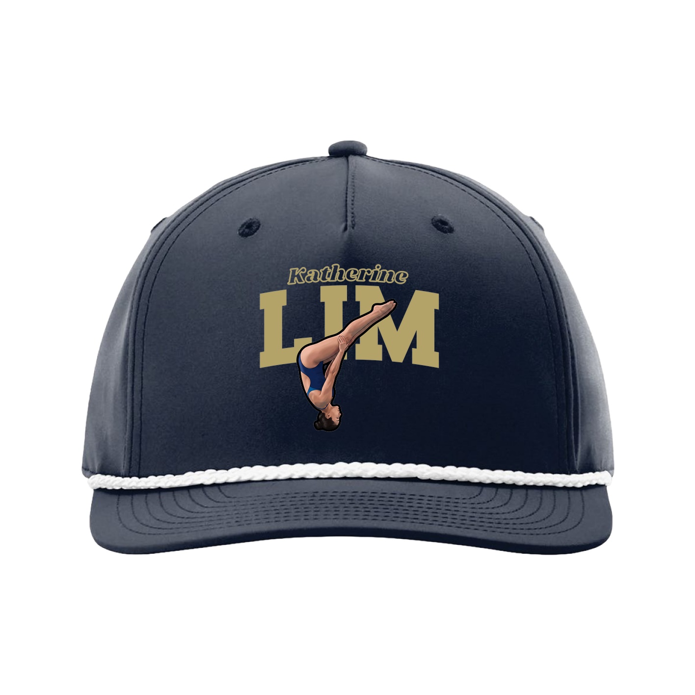 Five-Panel Classic Rope Cap — Name Arch in Navy