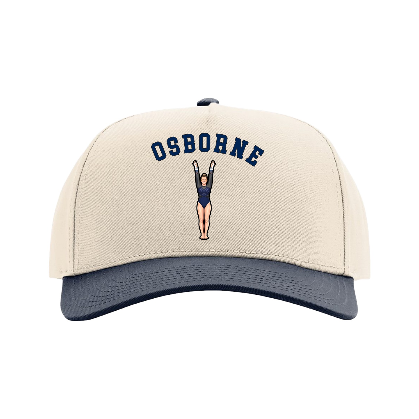 Full Fabric Five-Panel Champ Cap — Shirsey Arch in Cream/Navy