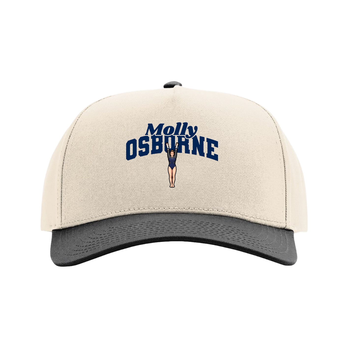 Full Fabric Five-Panel Champ Cap — Signature Arch in Cream/Black