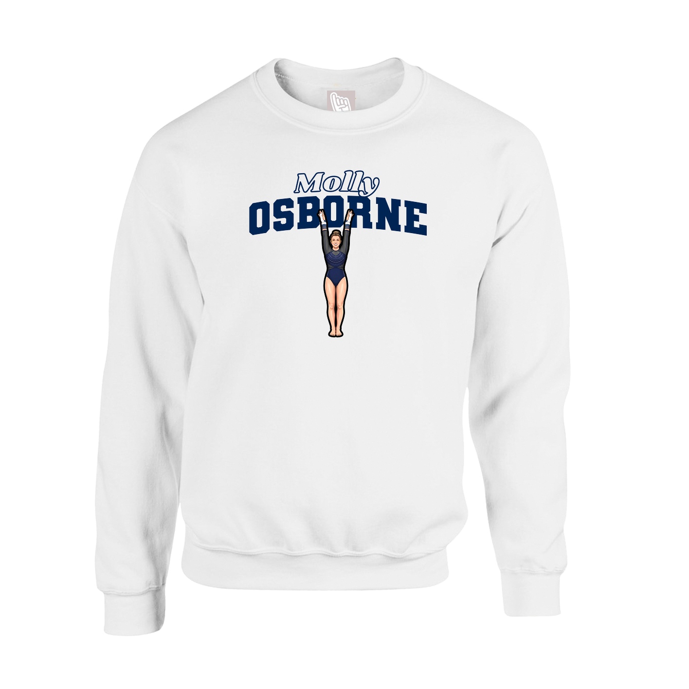 Fleece Crew — Name Arch in White