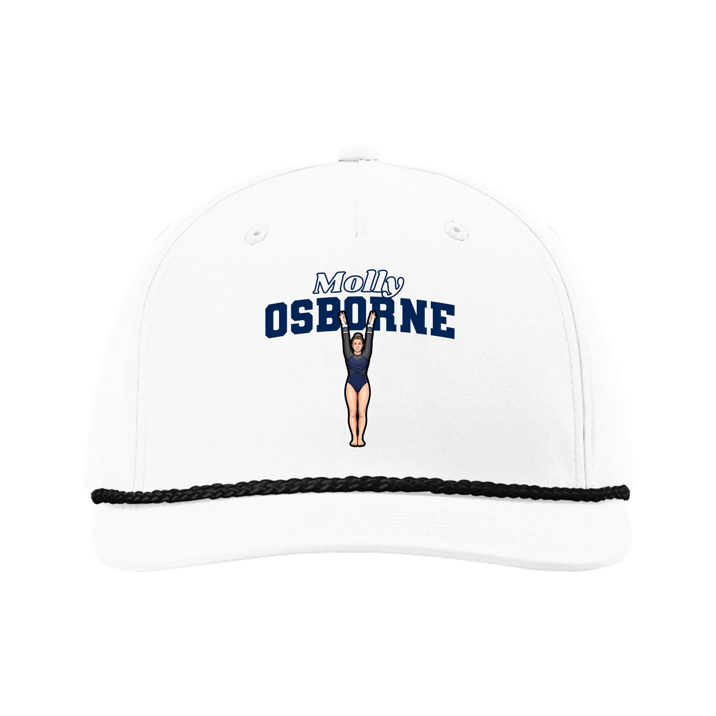 Five-Panel Classic Rope Cap — Name Arch in White