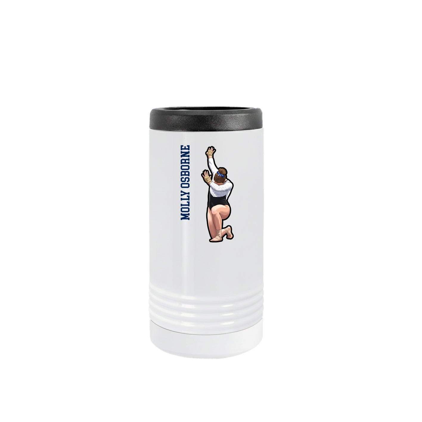 Slim Beverage Holder — Name Vertical in White
