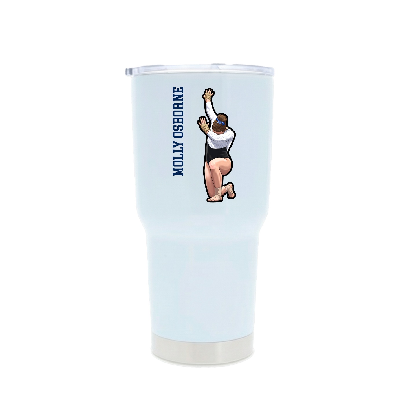30oz Stainless Steel Tumbler — Name Vertical in White