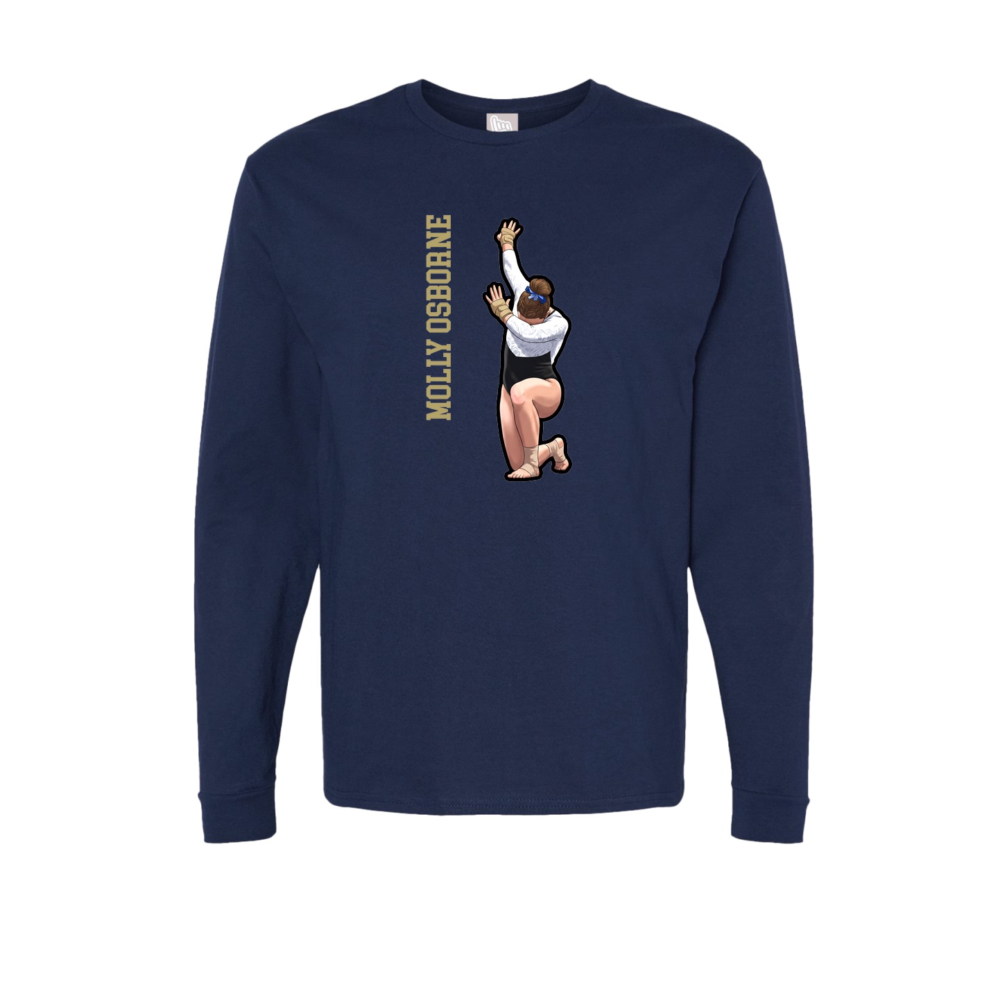 Long Sleeve Tee — Name Vertical in Navy