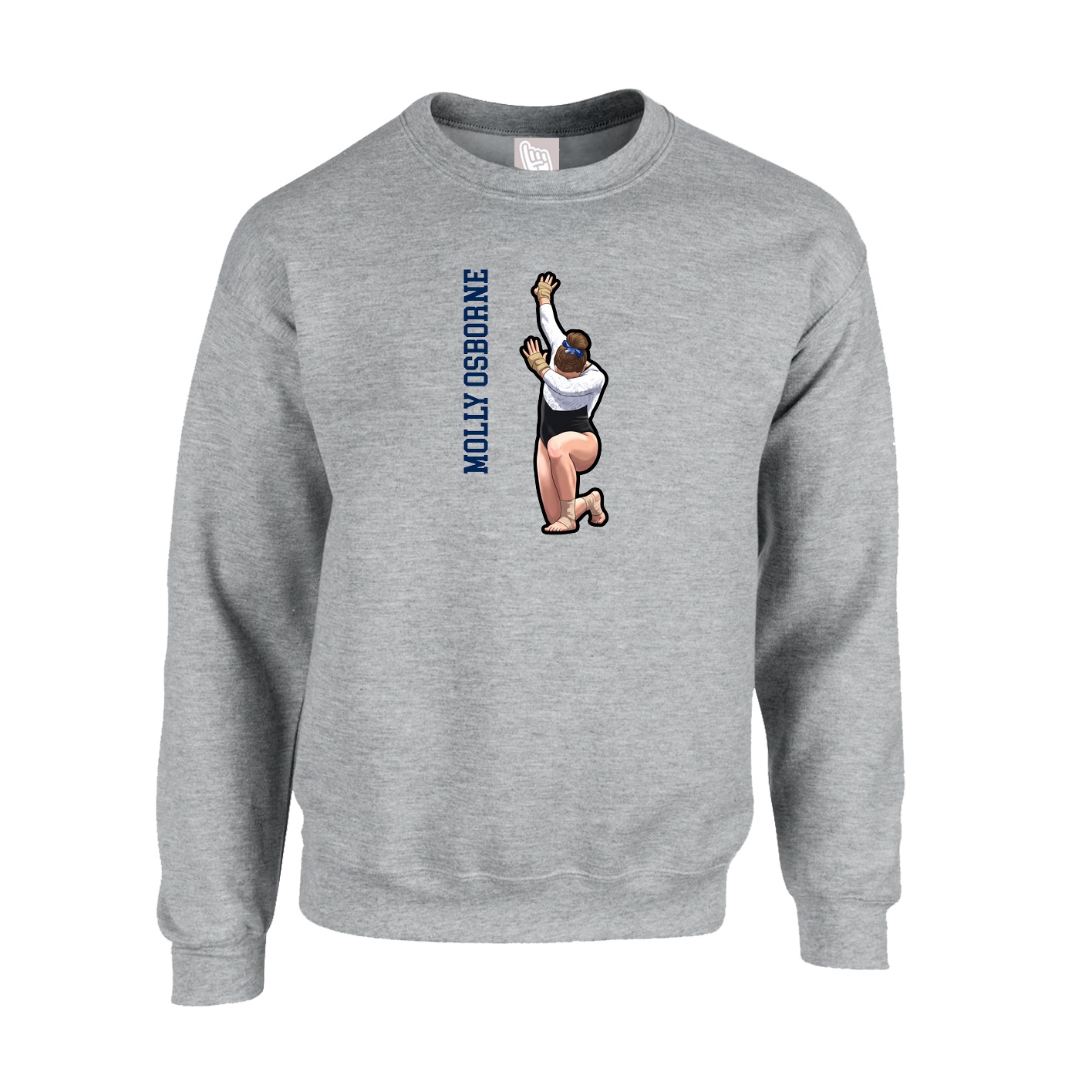 Fleece Crew — Name Vertical in Grey