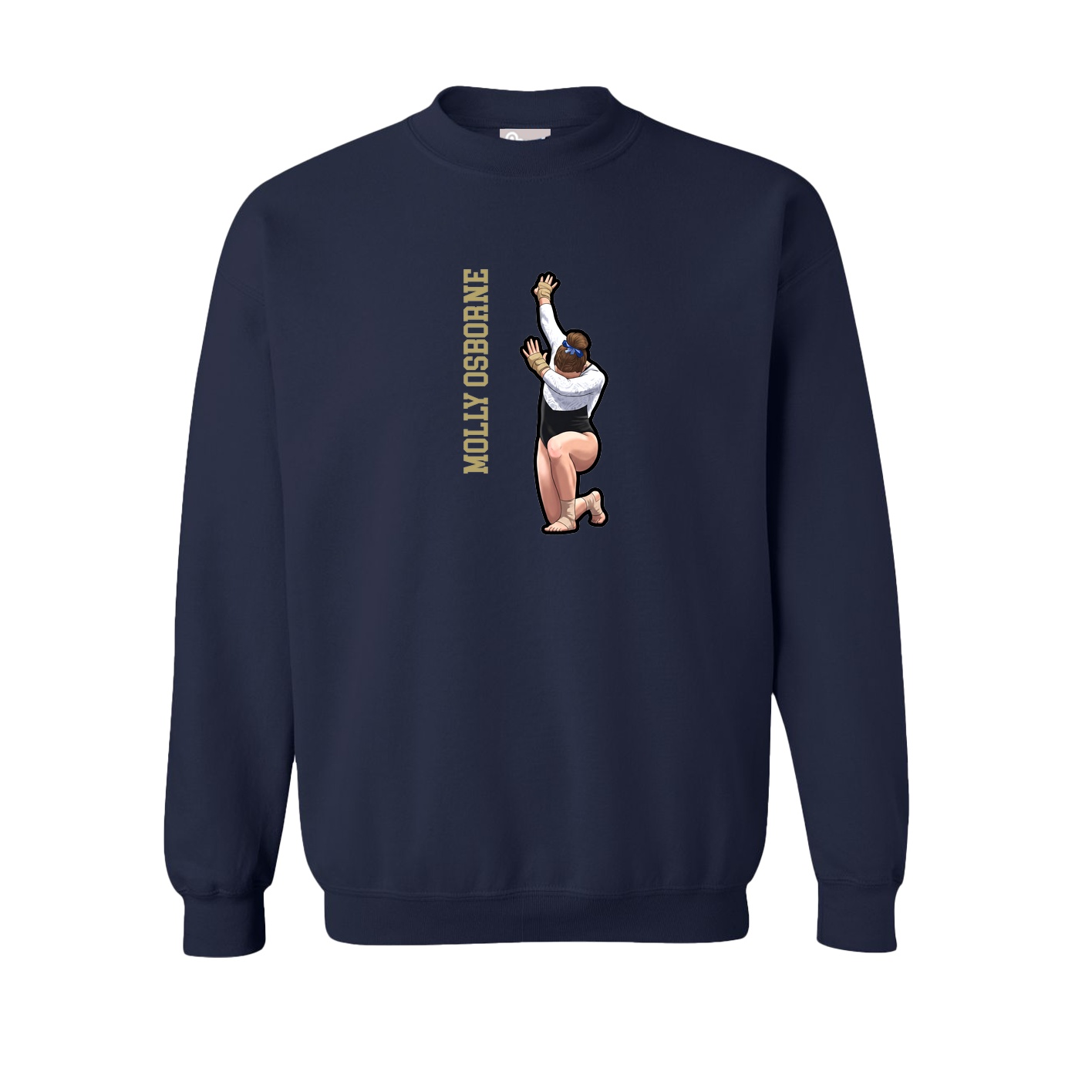 Fleece Crew — Name Vertical in Navy