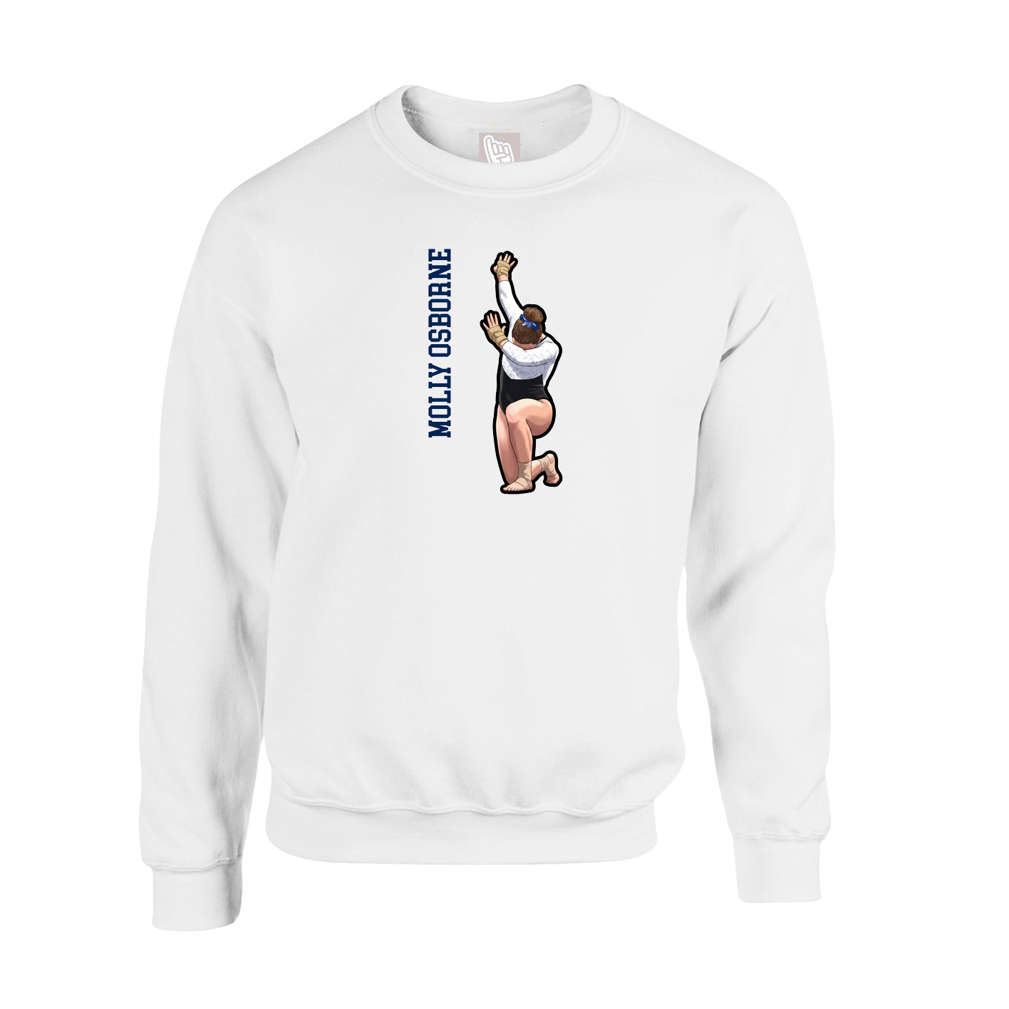 Fleece Crew — Name Vertical in White