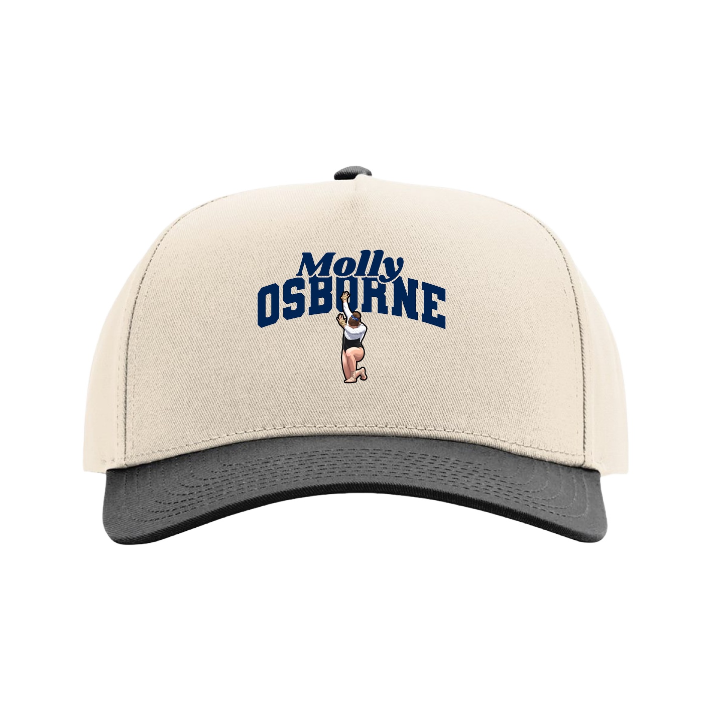 Full Fabric Five-Panel Champ Cap — Signature Arch in Cream/Black