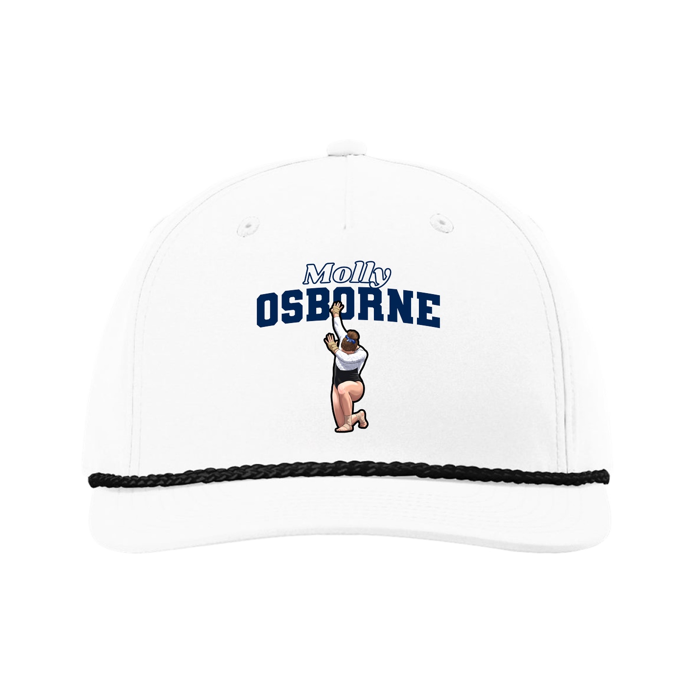 Five-Panel Classic Rope Cap — Name Arch in White
