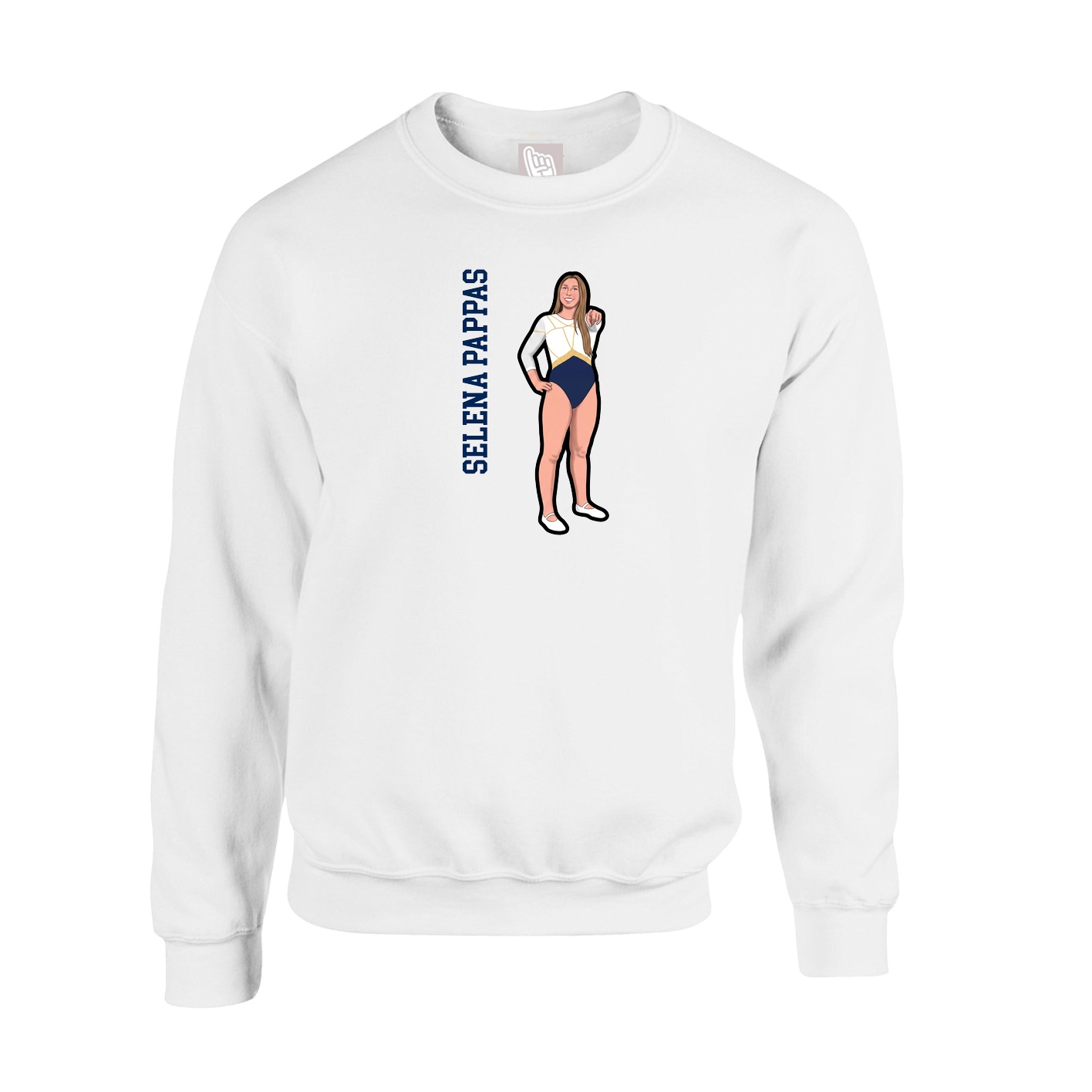 Fleece Crew — Name Vertical in White