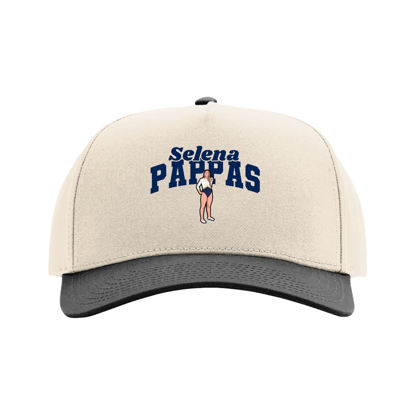Full Fabric Five-Panel Champ Cap — Signature Arch in Cream/Black