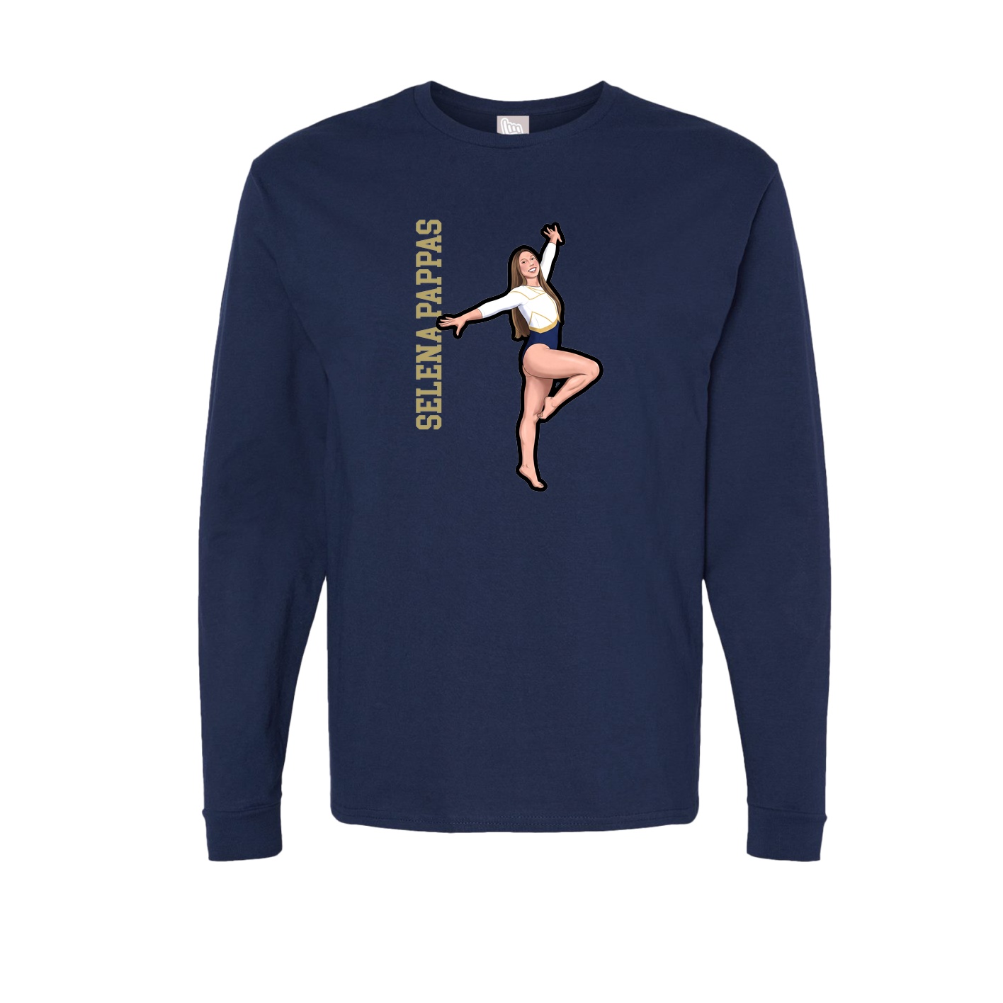 Long Sleeve Tee — Name Vertical in Navy