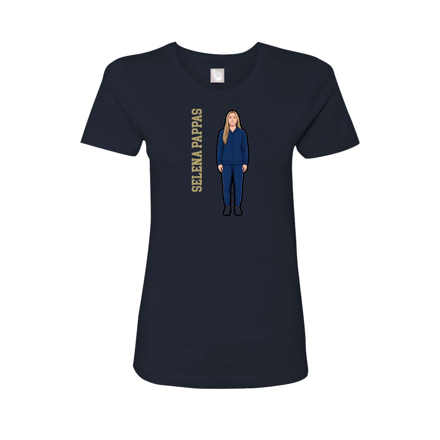 Fitted Women's Tee — Name Vertical in Navy