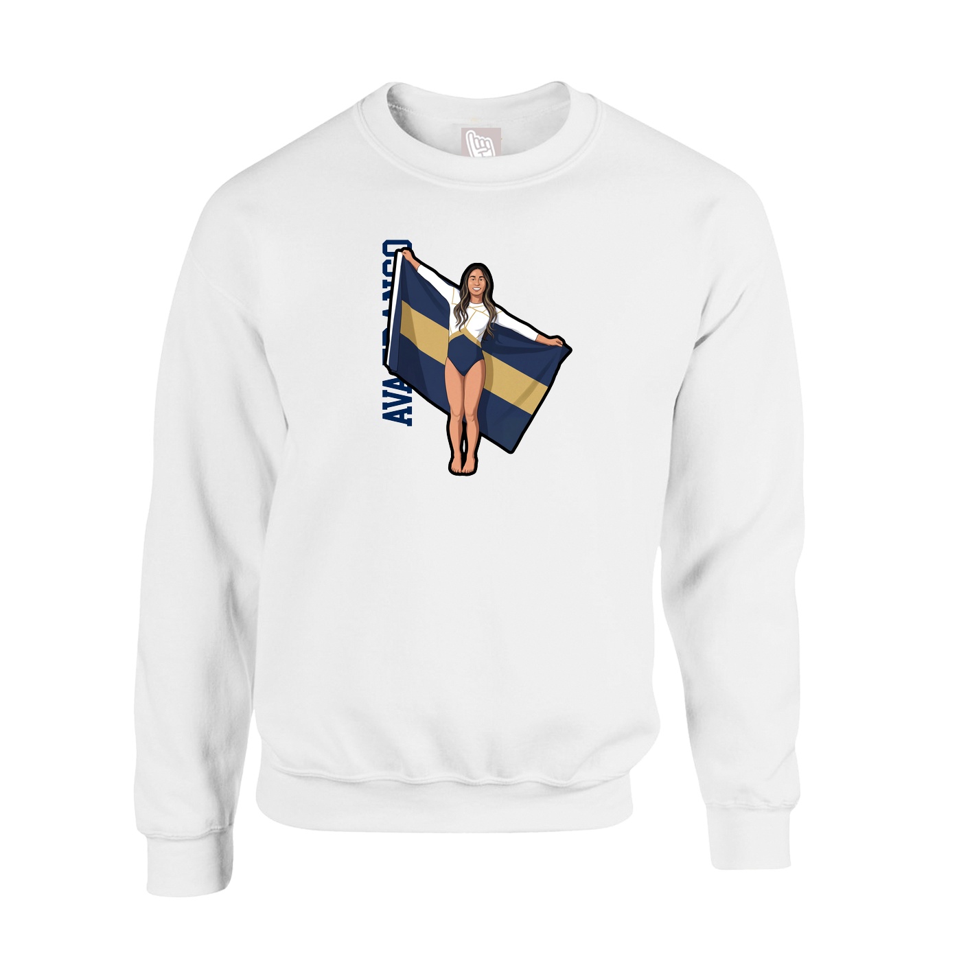 Fleece Crew — Name Vertical in White