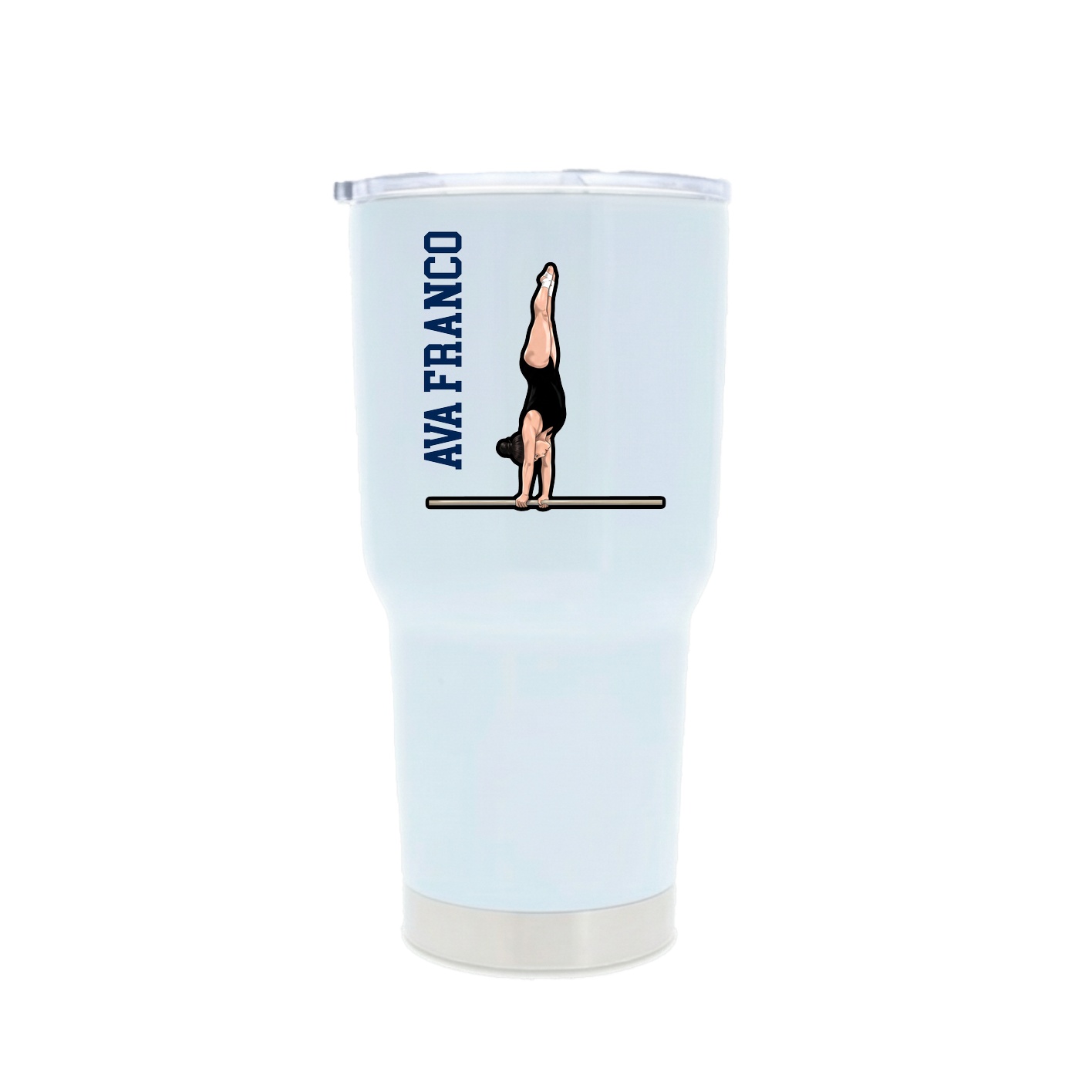 30oz Stainless Steel Tumbler — Name Vertical in White