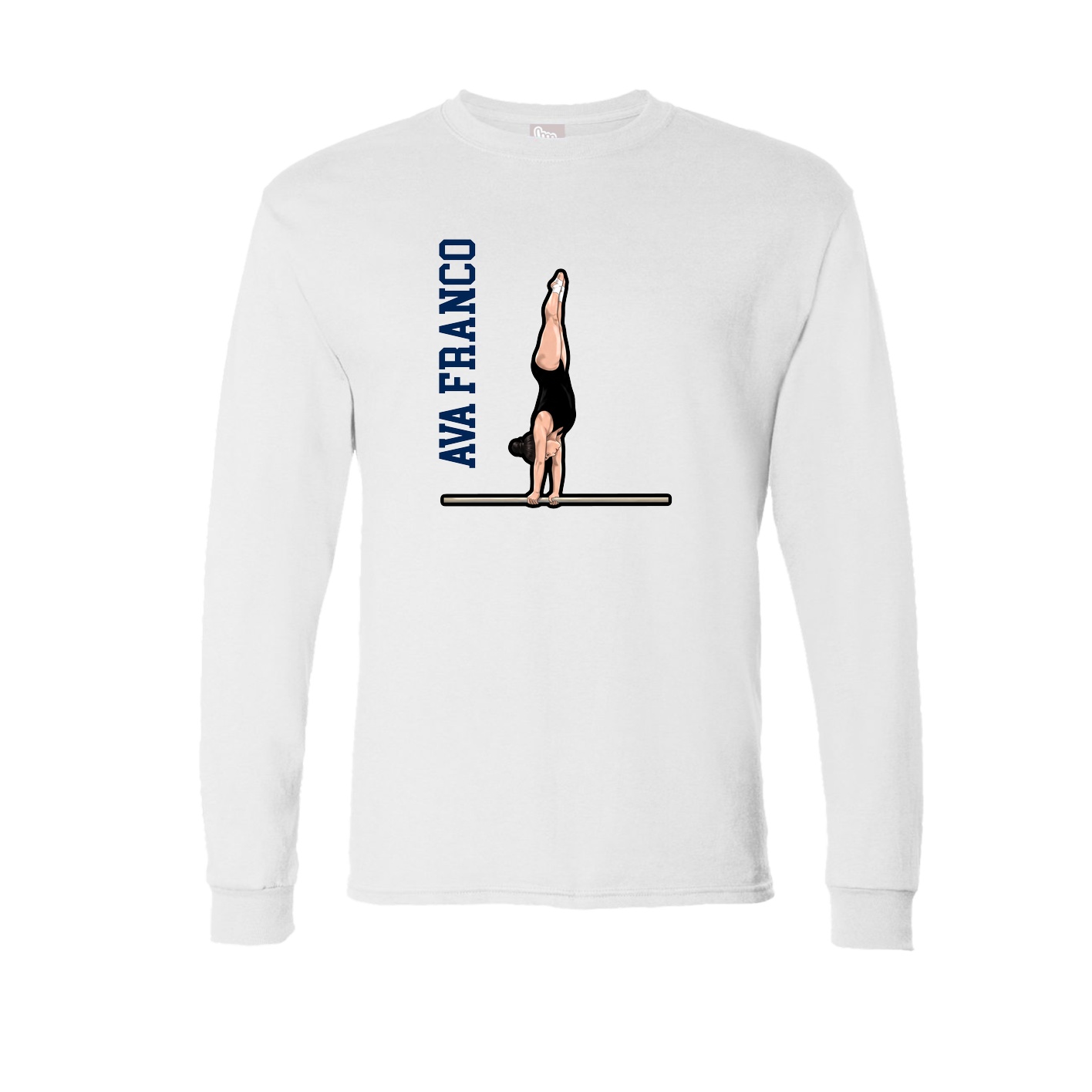 Long Sleeve Tee — Name Vertical in White