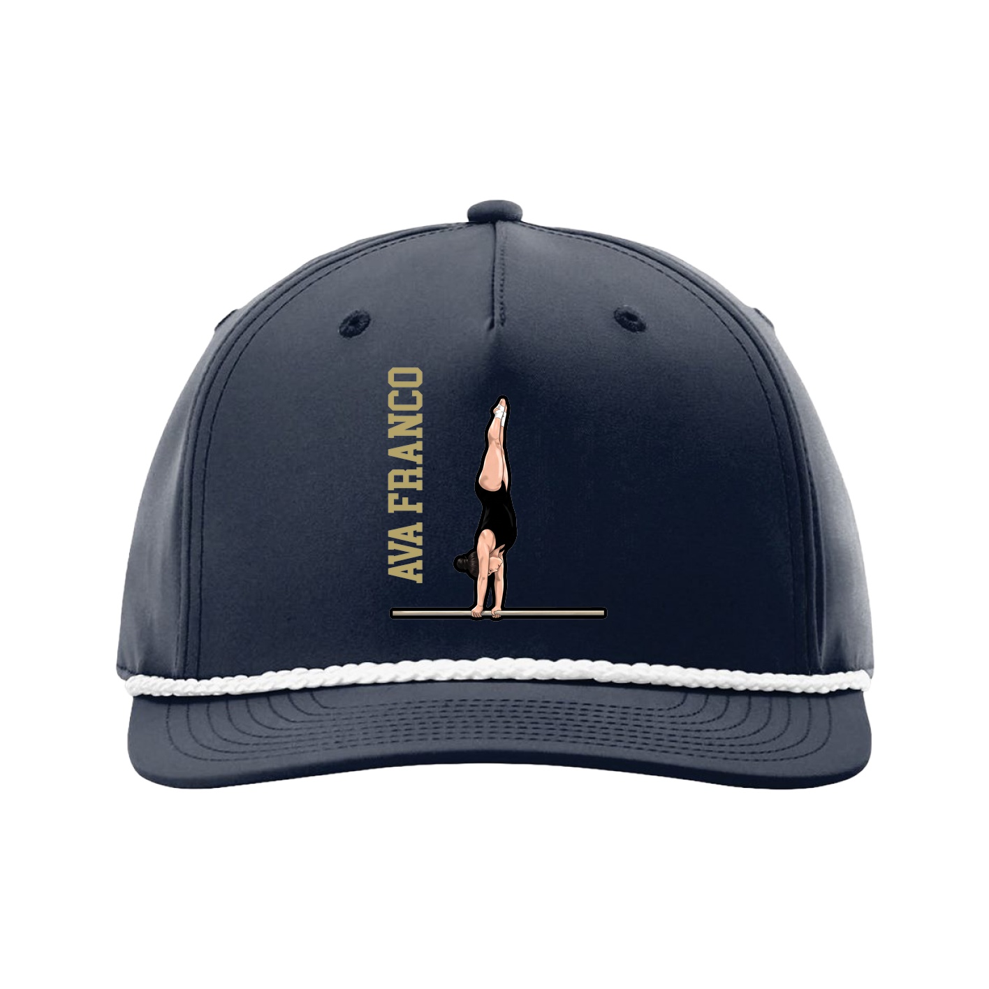 Five-Panel Classic Rope Cap — Name Vertical in Navy