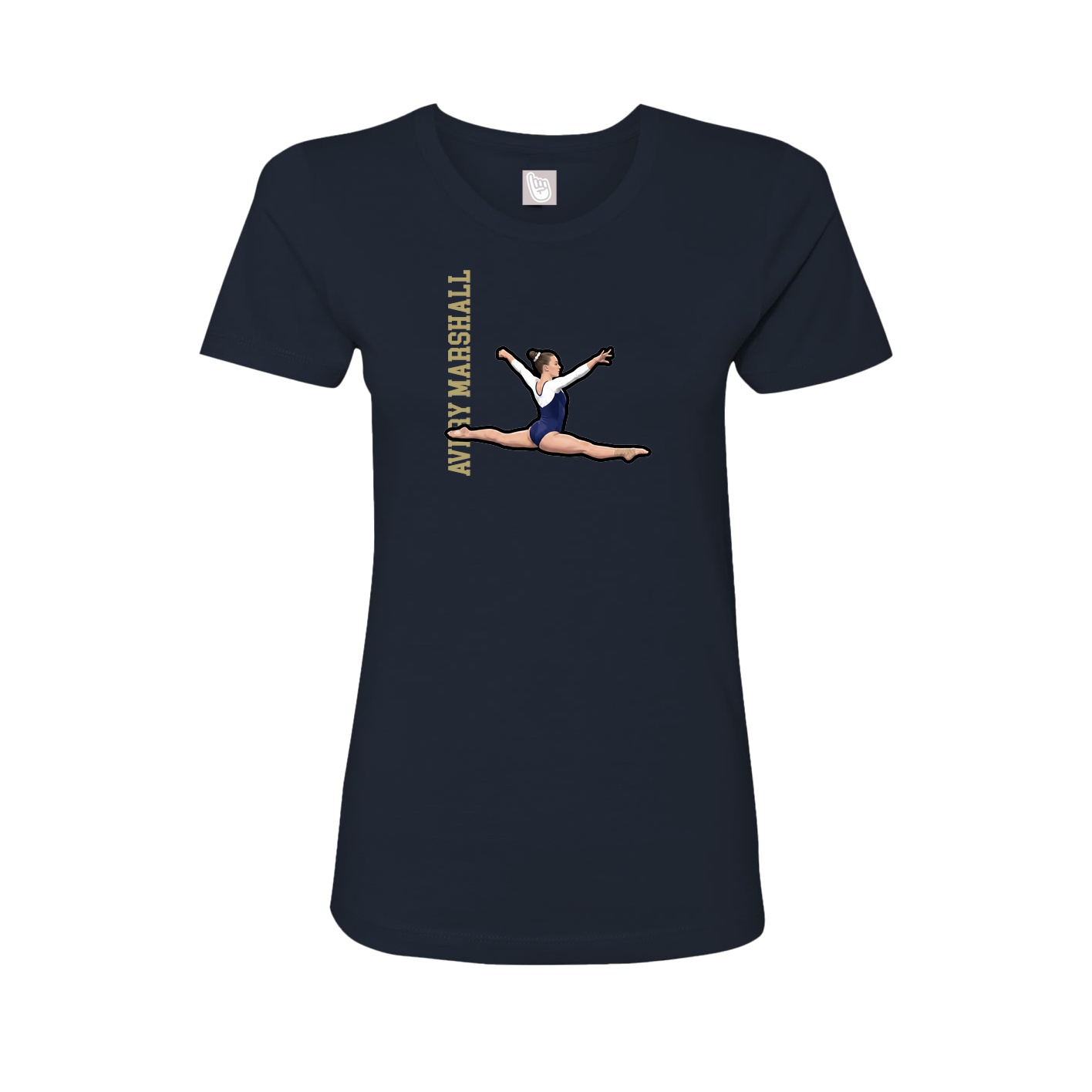 Fitted Women's Tee — Name Vertical in Navy