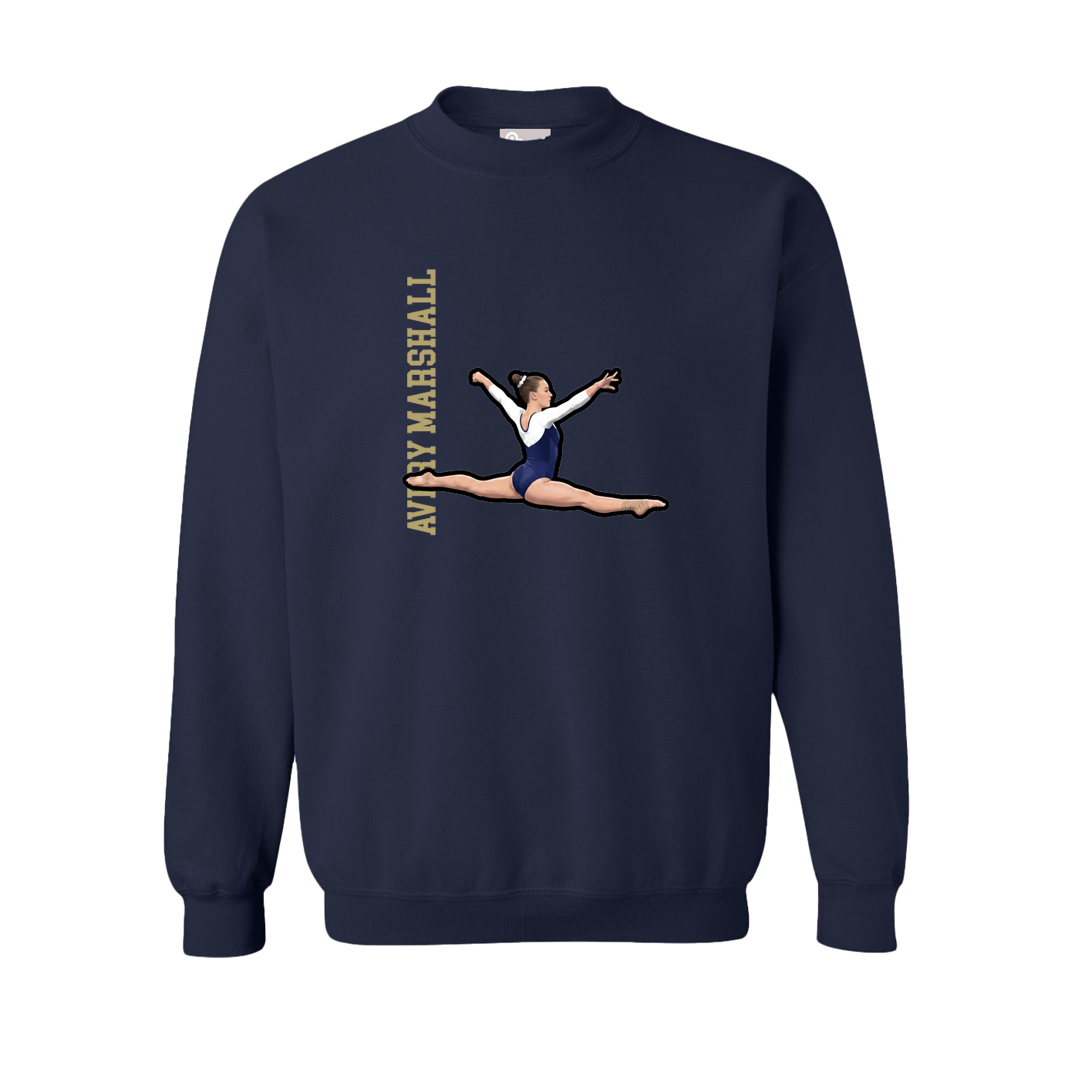 Fleece Crew — Name Vertical in Navy