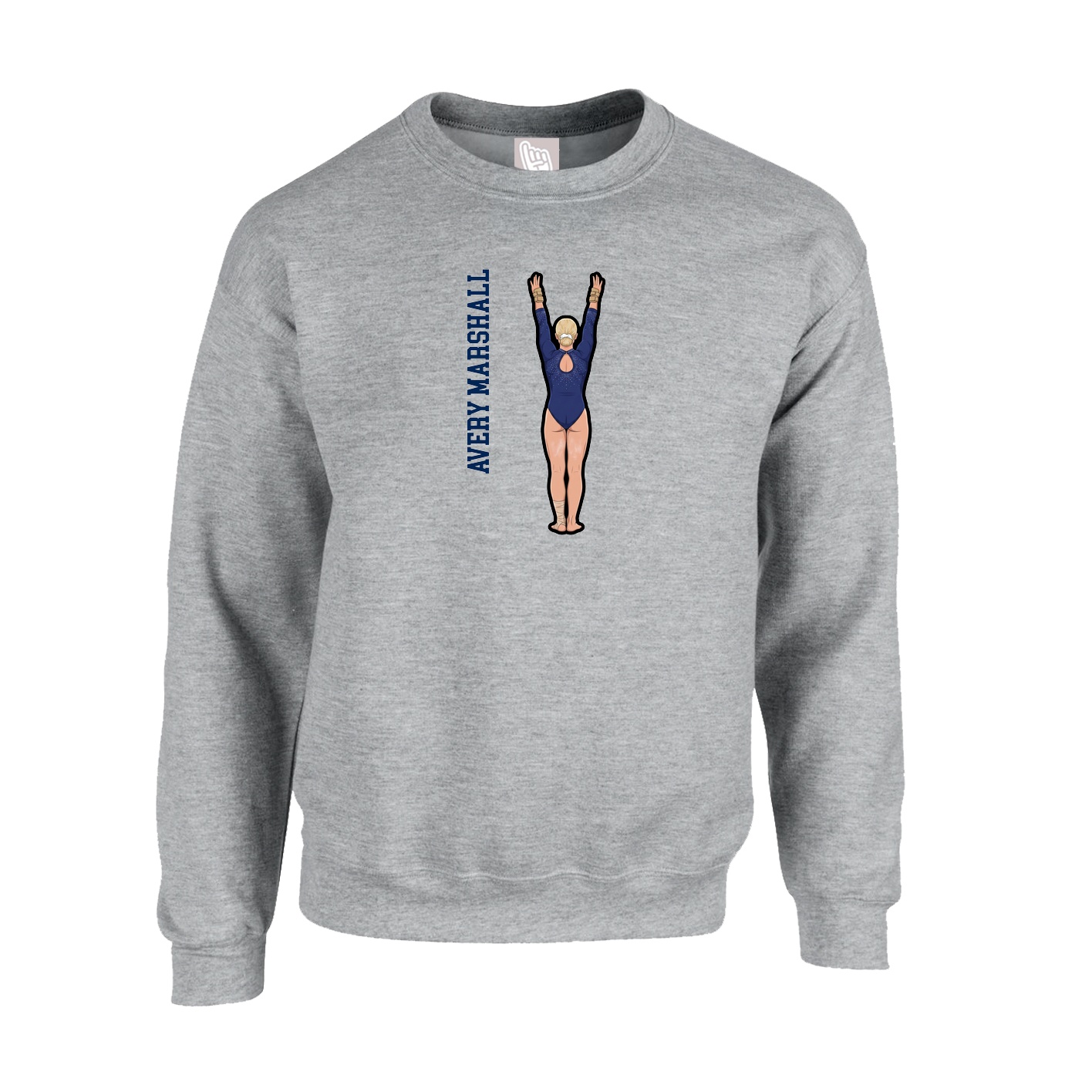 Fleece Crew — Name Vertical in Grey