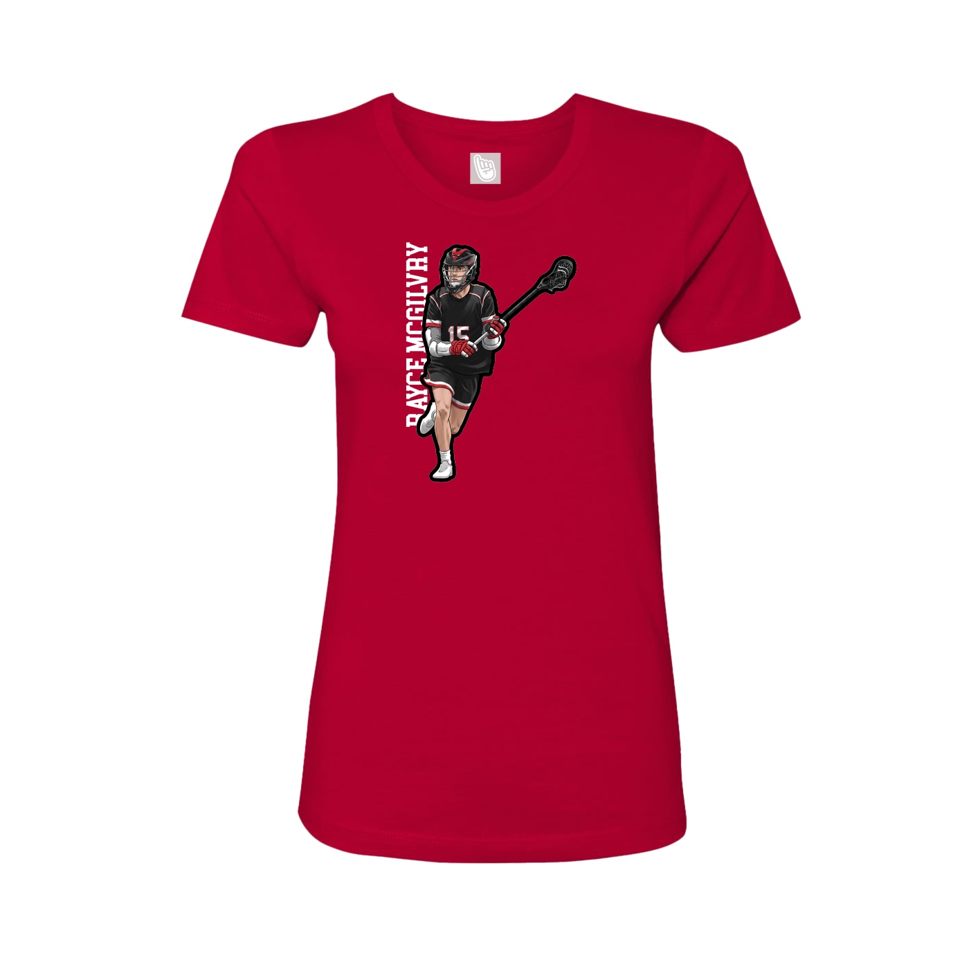 Fitted Women's Tee — Name Vertical in Red