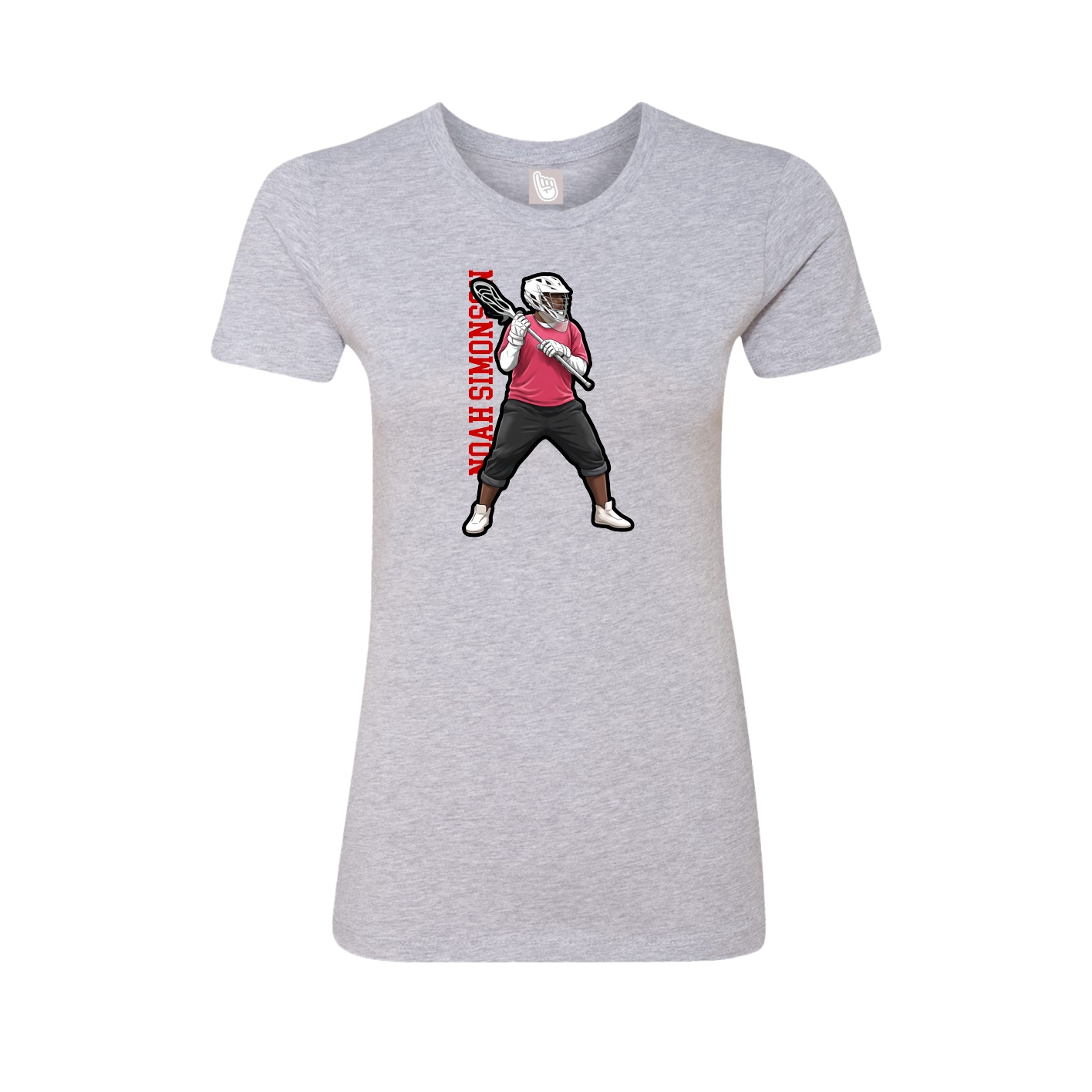 Fitted Women's Tee — Name Vertical in Grey