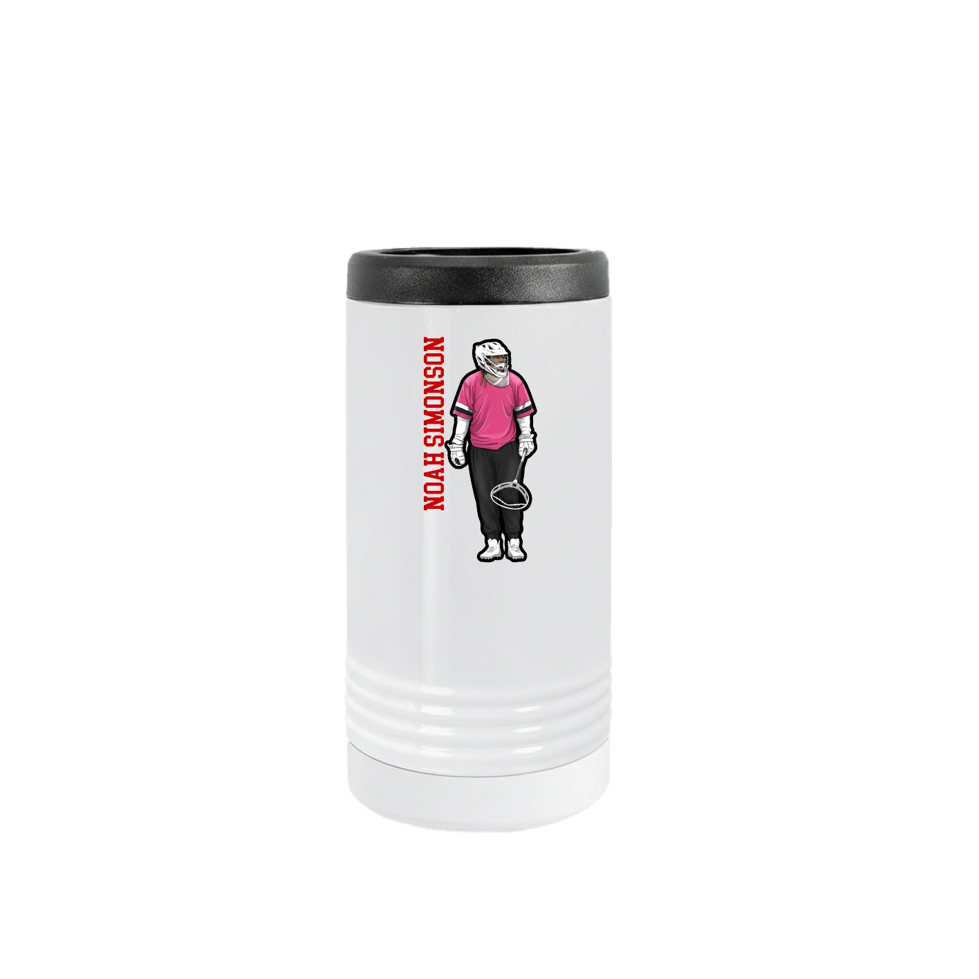 Slim Beverage Holder — Name Vertical in White