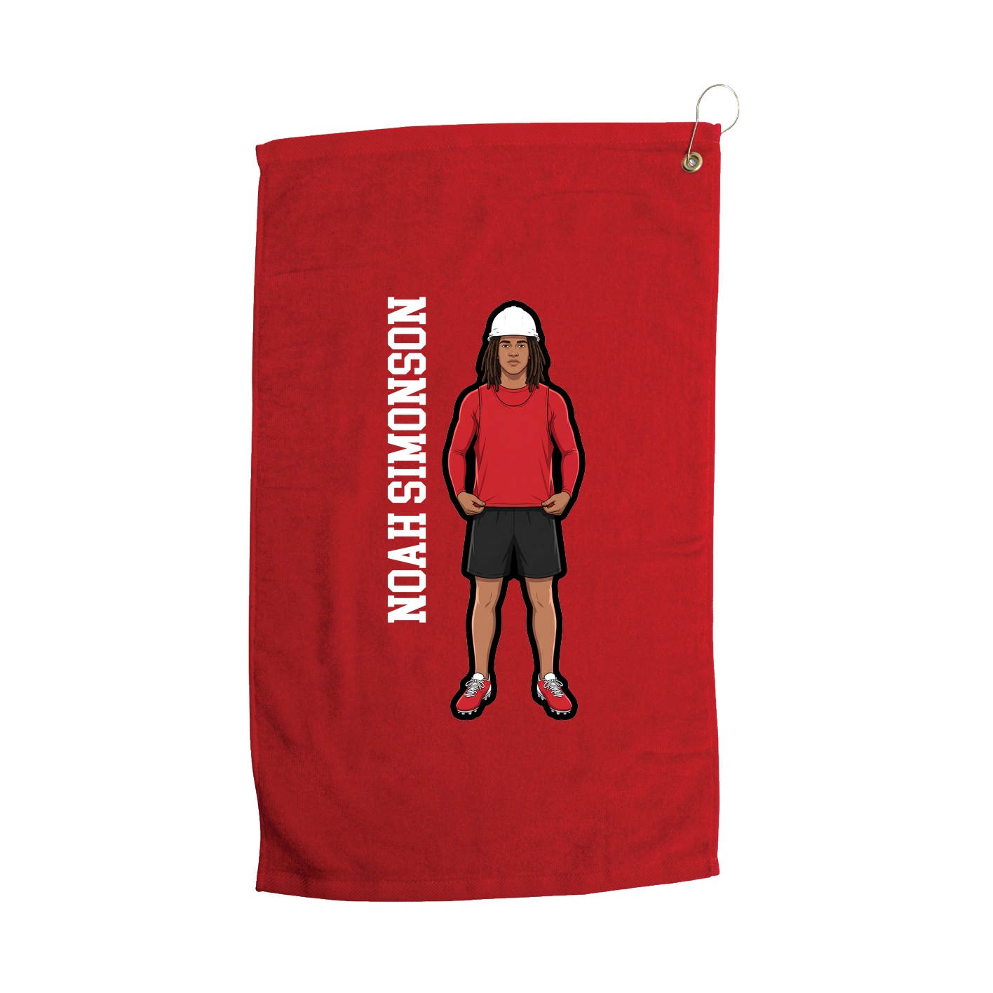 Golf Towel — Name Vertical in Red