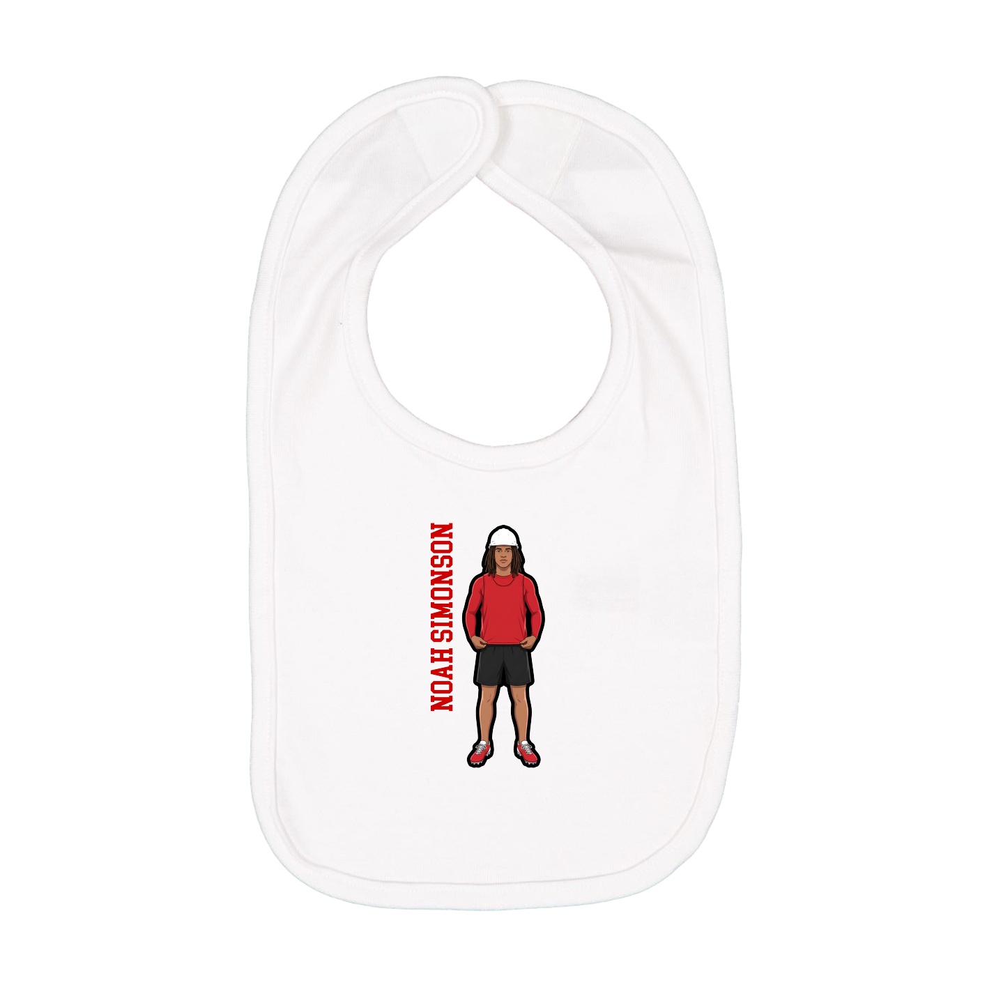 Infant Bib — Name Vertical in White