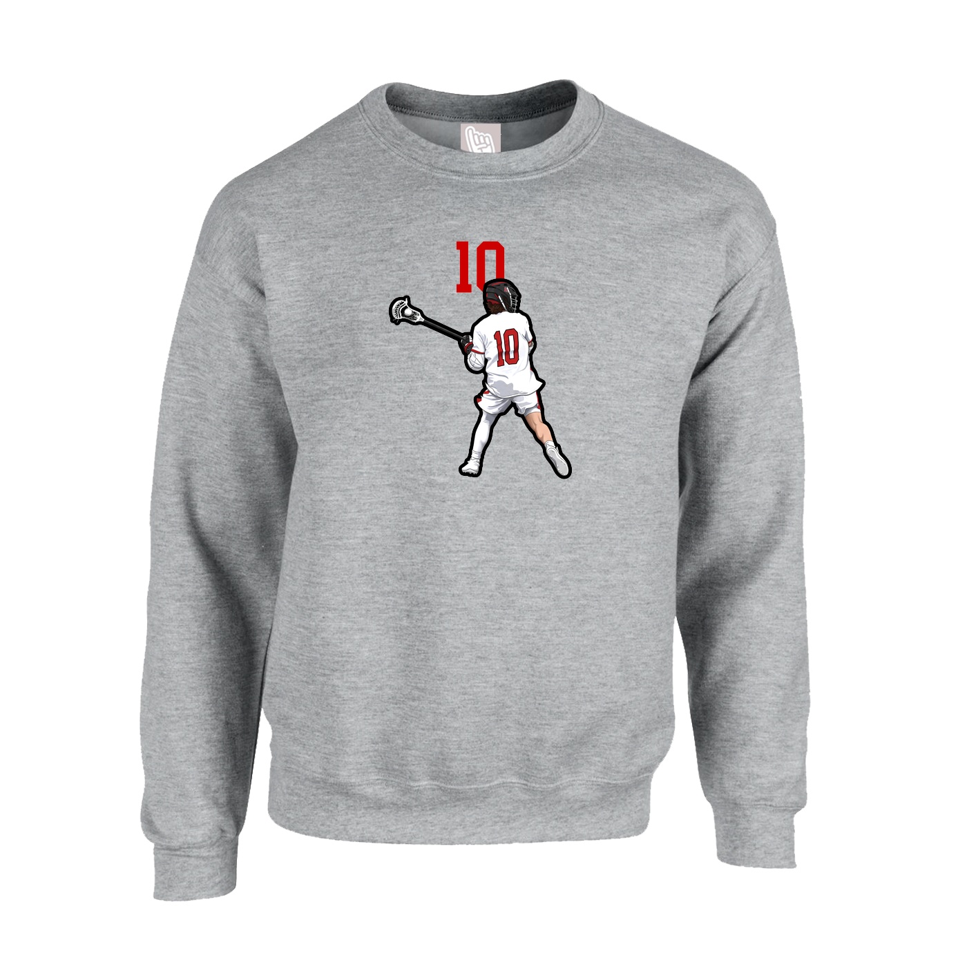 Fleece Crew — Number Top in Grey