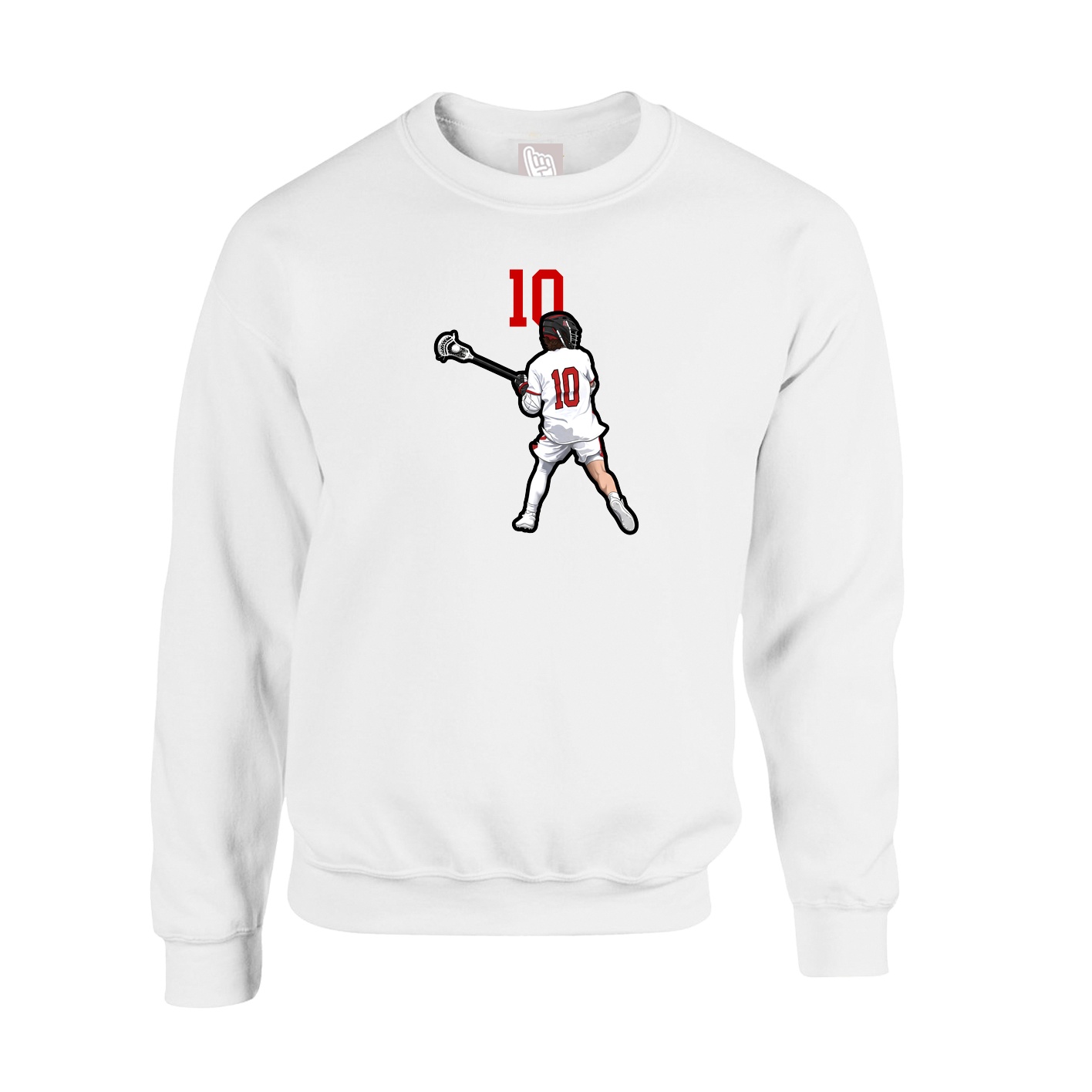 Fleece Crew — Number Top in White