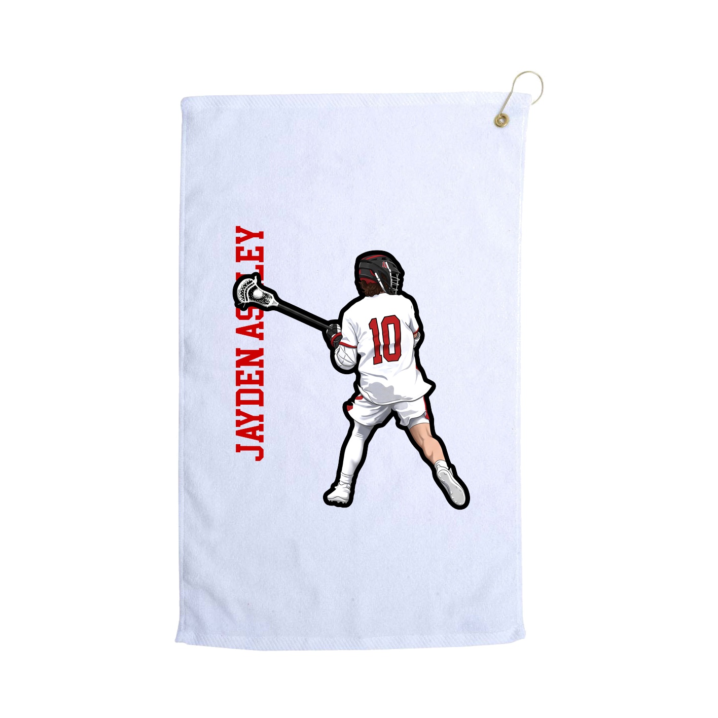 Golf Towel — Name Vertical in White
