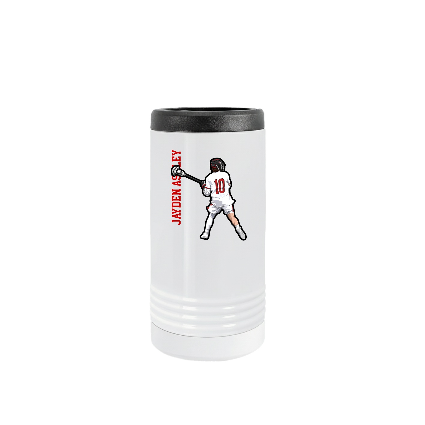 Slim Beverage Holder — Name Vertical in White