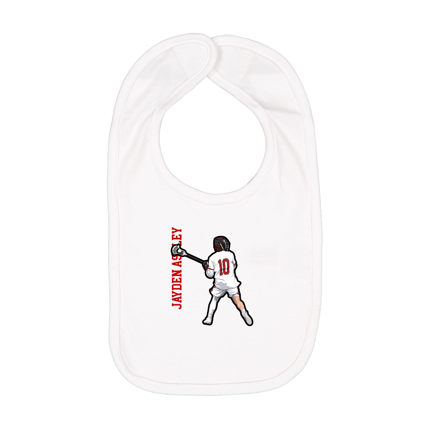 Infant Bib — Name Vertical in White