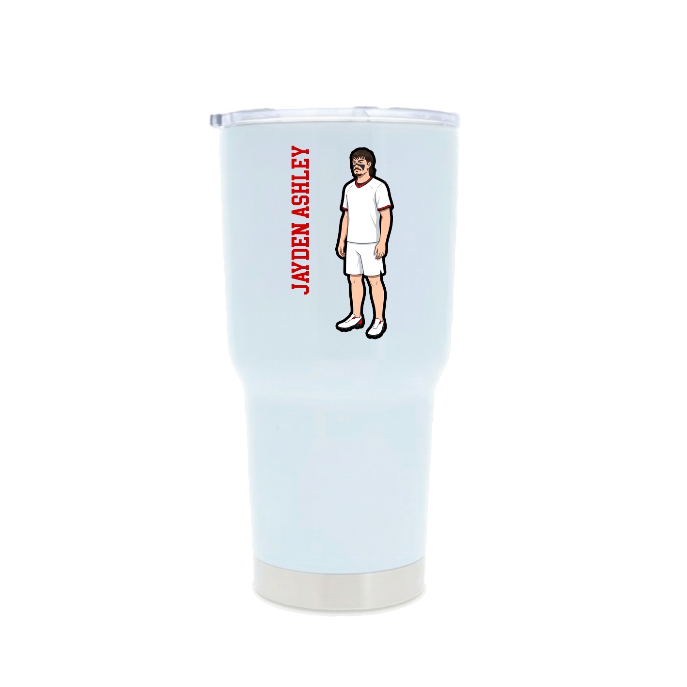30oz Stainless Steel Tumbler — Name Vertical in White