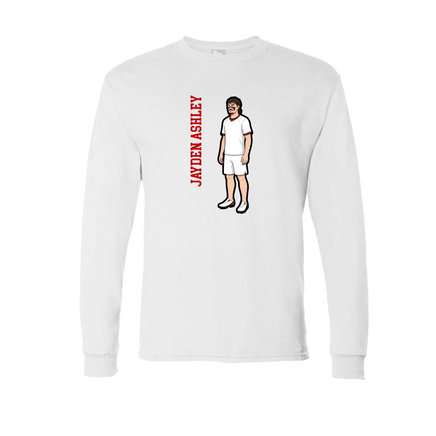 Long Sleeve Tee — Name Vertical in White
