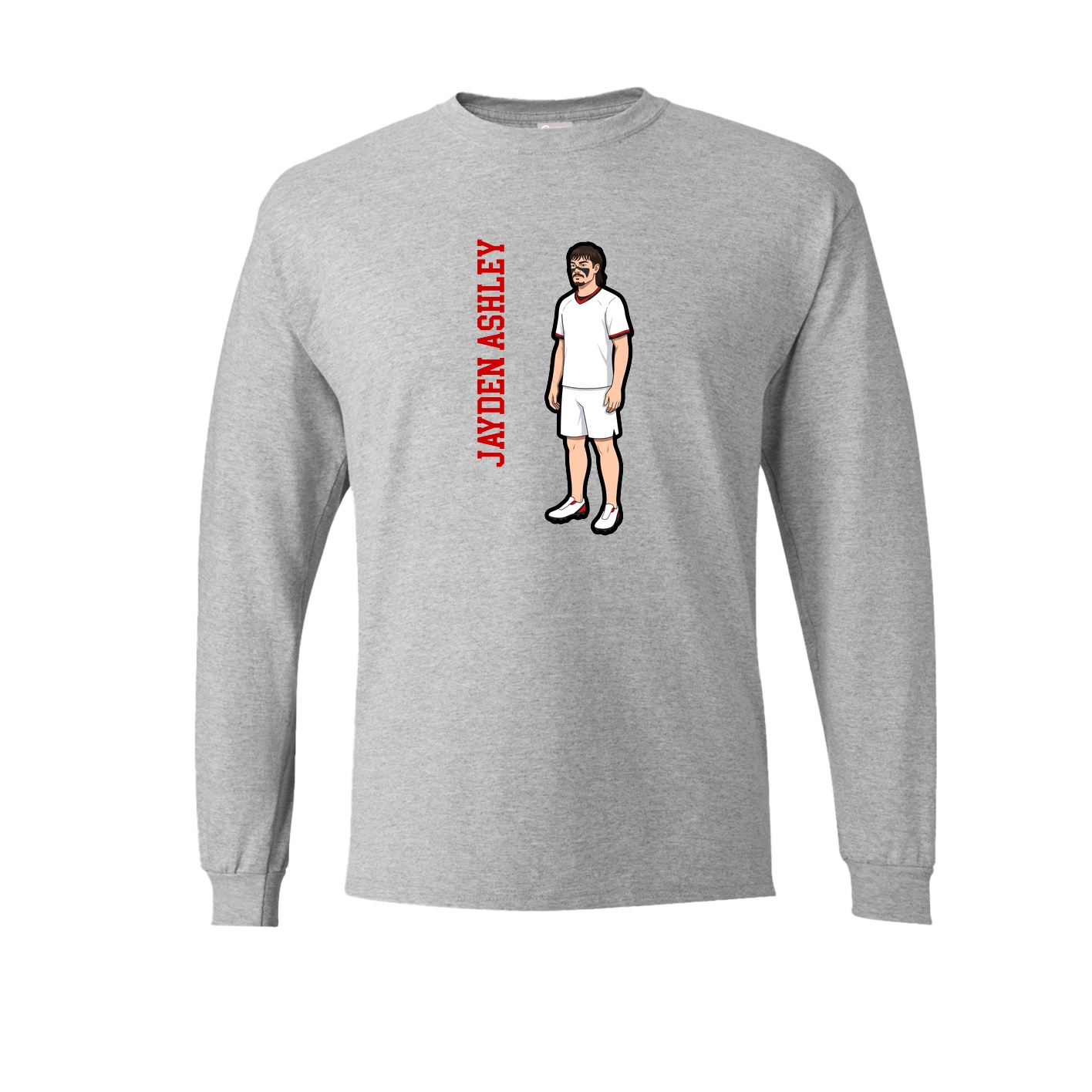 Long Sleeve Tee — Name Vertical in Grey