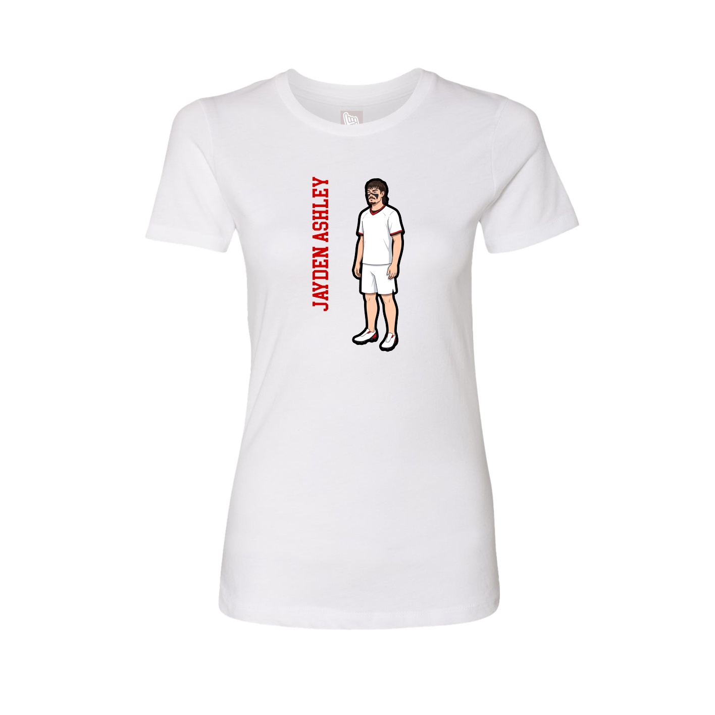 Womens Tee — Name Vertical in White