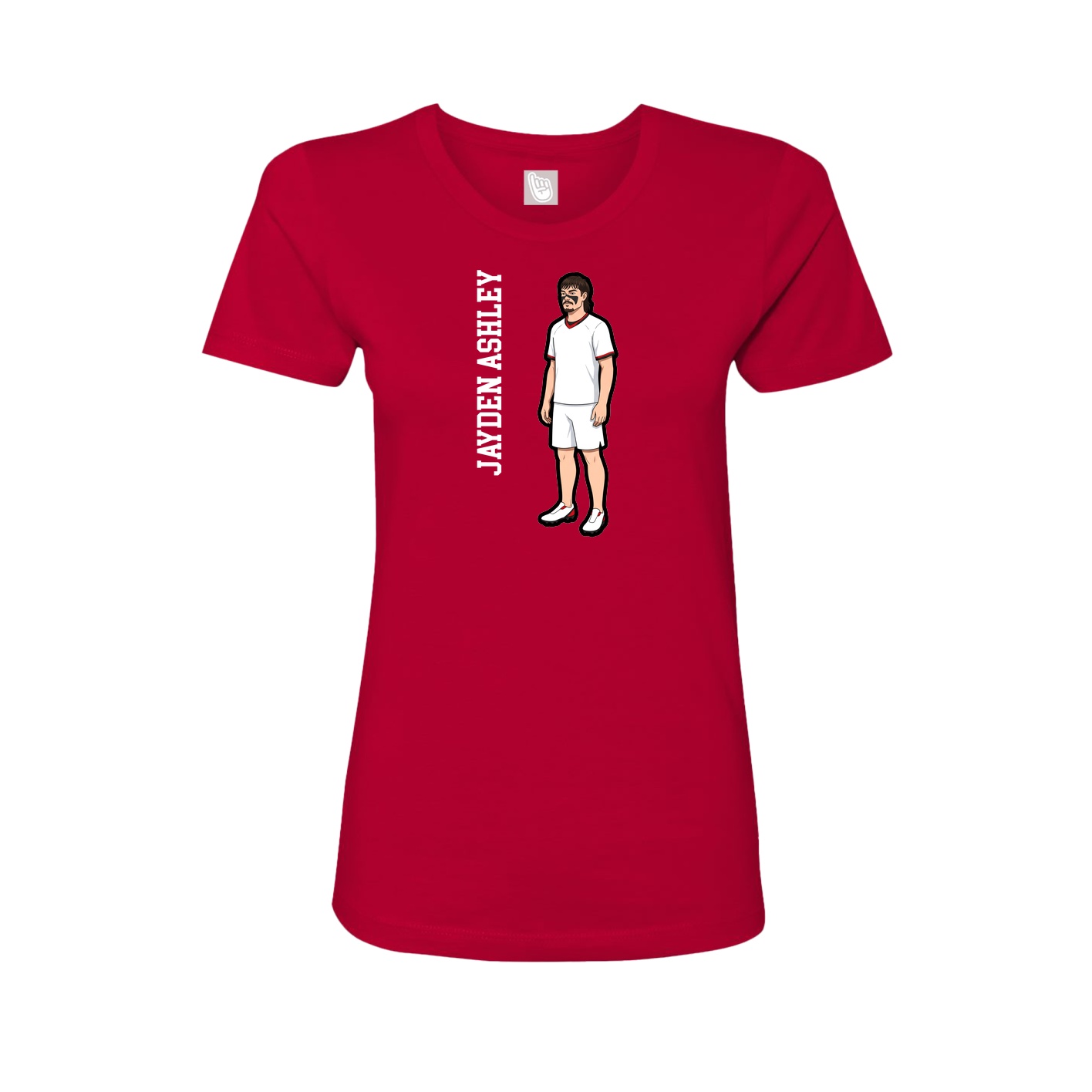 Fitted Women's Tee — Name Vertical in Red