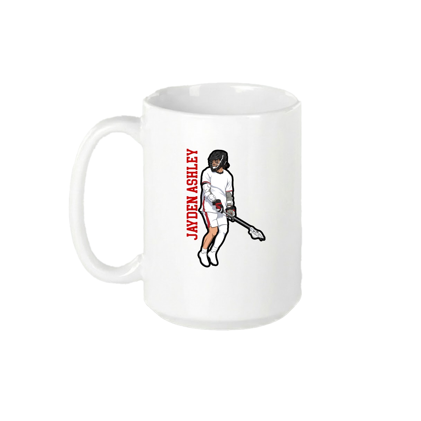 15oz Coffee Mug — Name Vertical in White