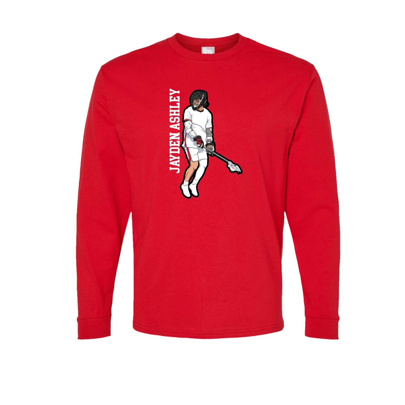 Long Sleeve Tee — Name Vertical in Red