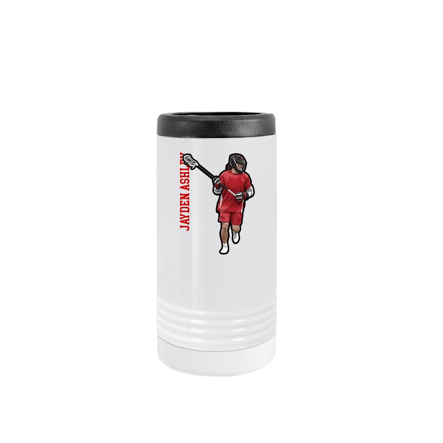 Slim Beverage Holder — Name Vertical in White