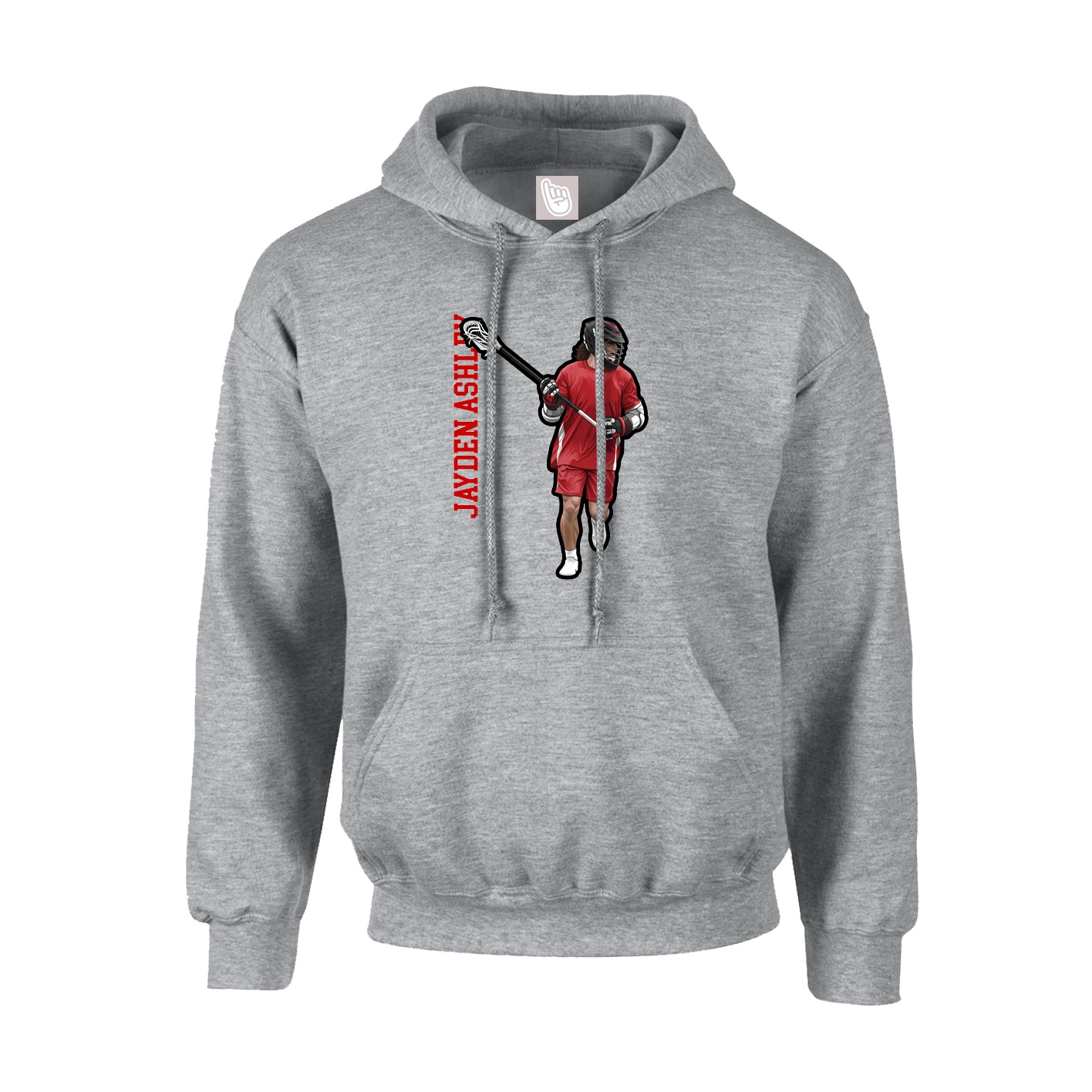 Hoodie — Name Vertical in Grey