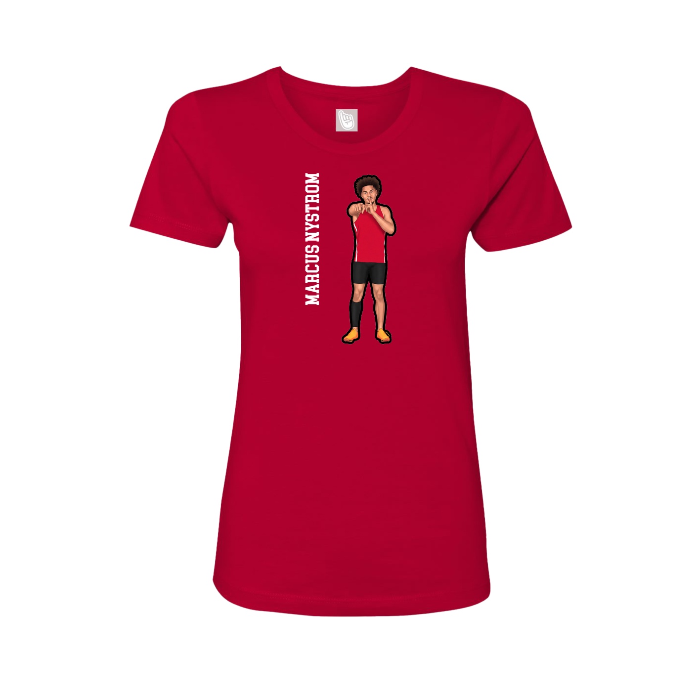 Fitted Women's Tee — Name Vertical in Red