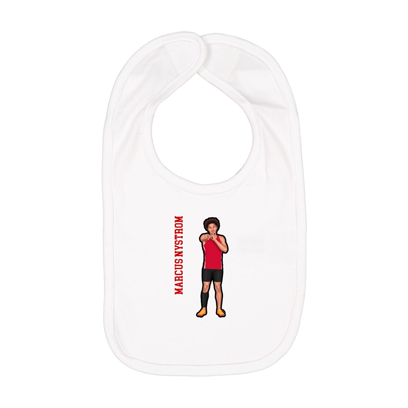 Infant Bib — Name Vertical in White