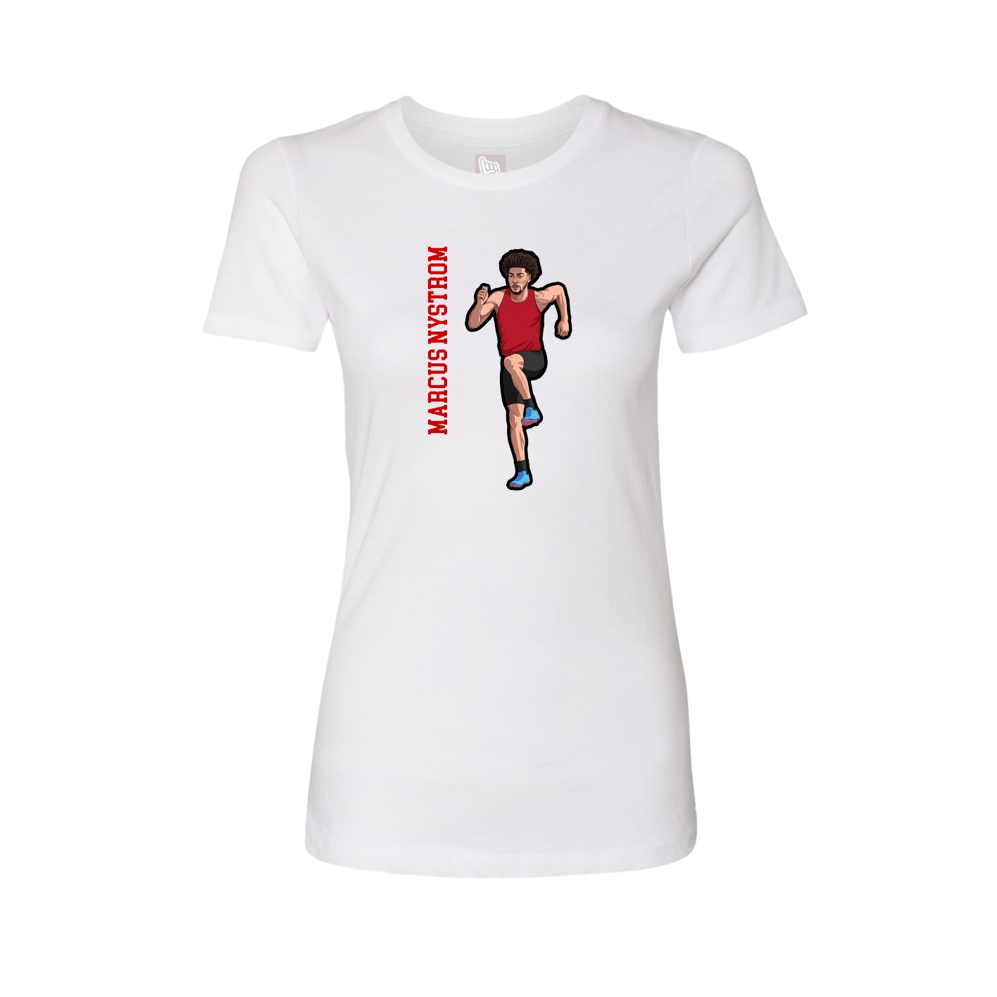 Fitted Women's Tee — Name Vertical in White