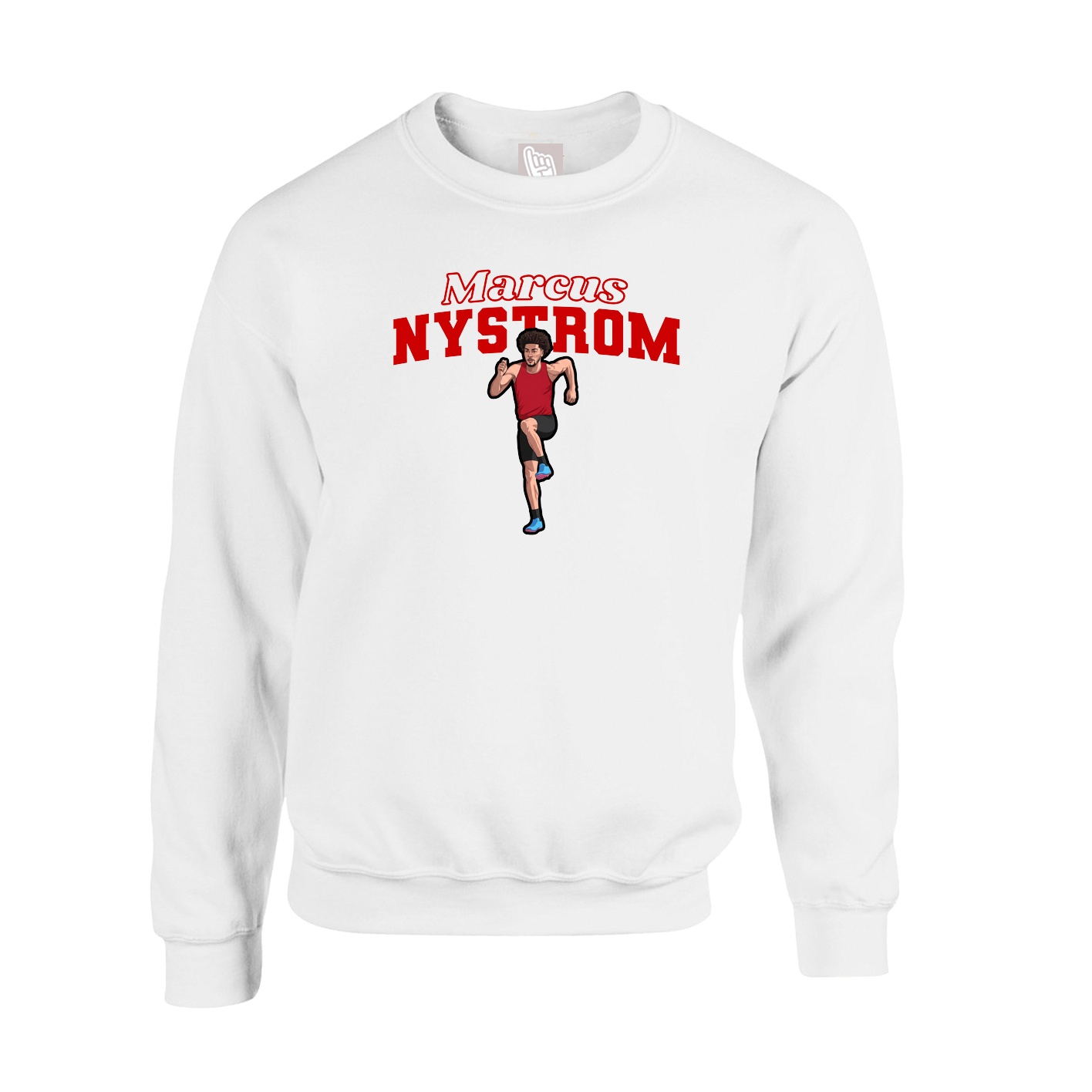 Fleece Crew — Name Arch in White