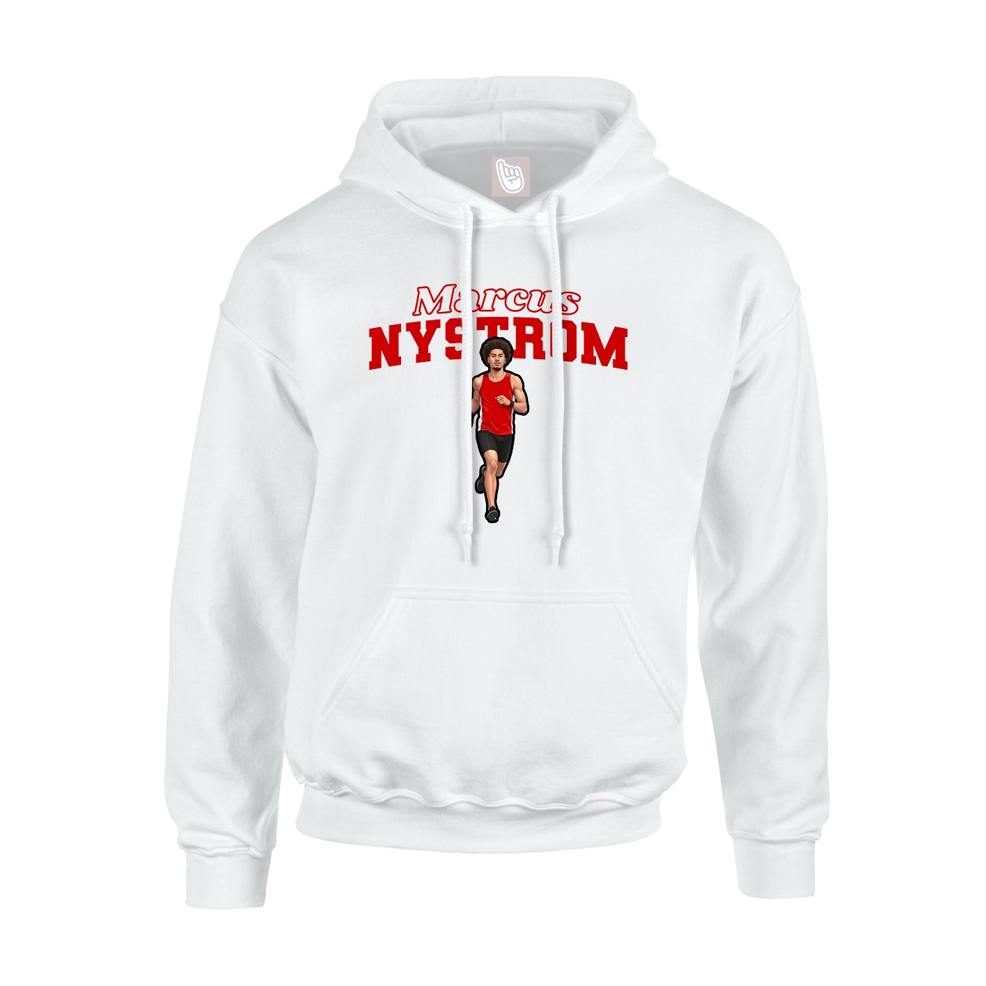 Youth Hoodie — Name Arch in White