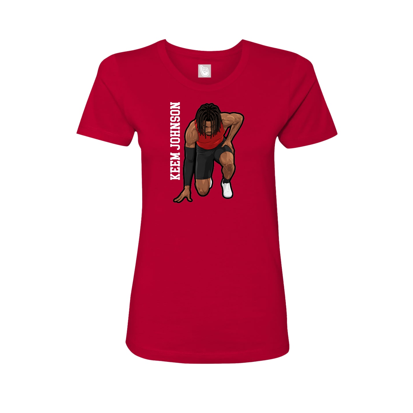 Fitted Women's Tee — Name Vertical in Red
